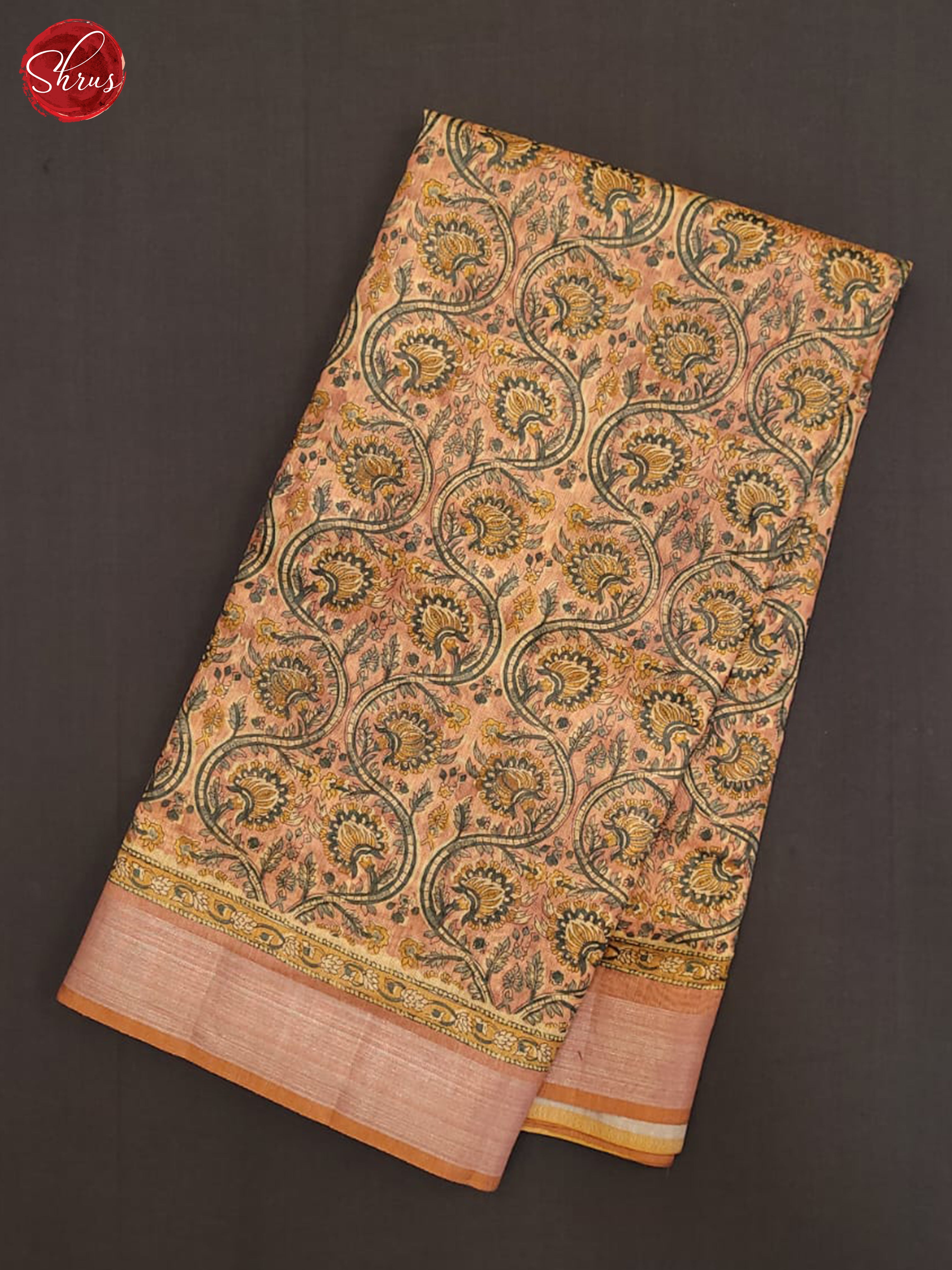 Peachish Pink & Beige- Semi gicha Saree - Shop on ShrusEternity.com