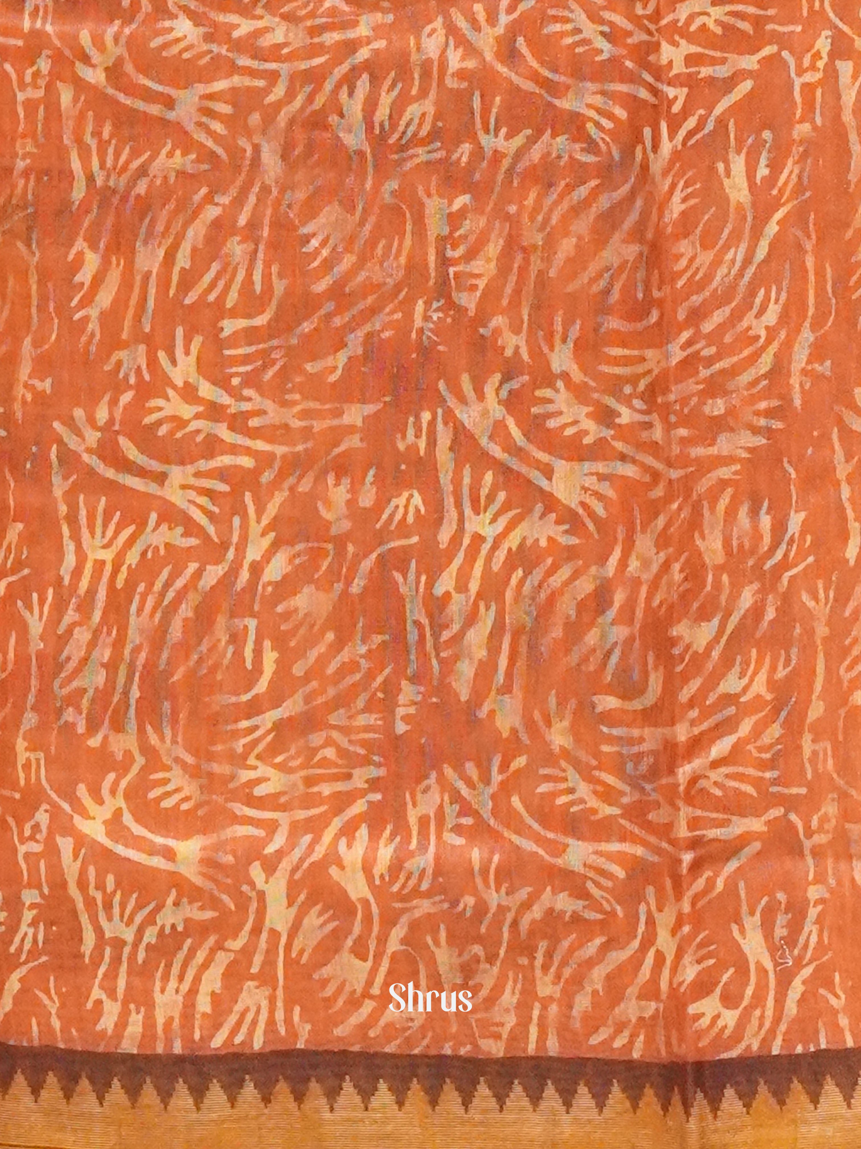 Red & Brown - Semi gicha Saree - Shop on ShrusEternity.com