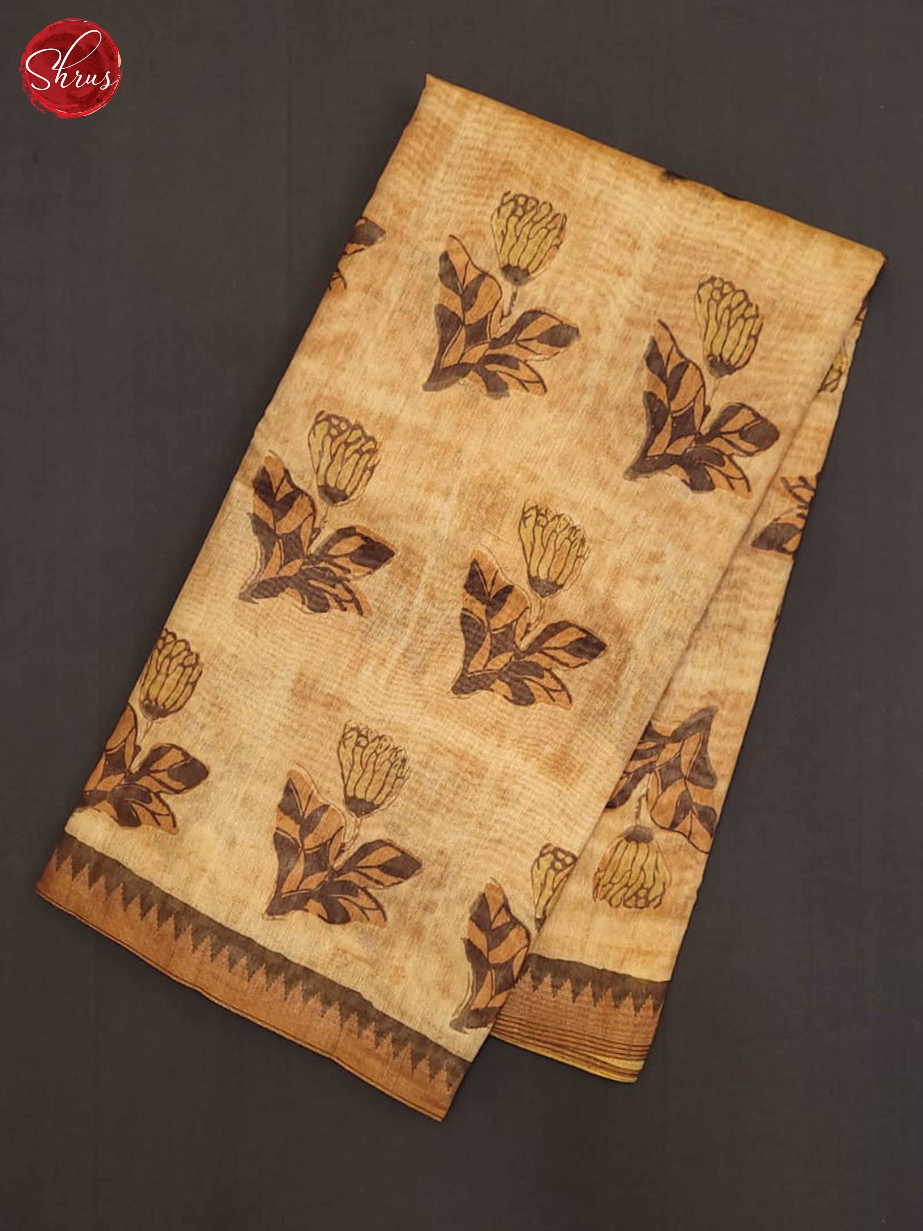 Mustard & Brown- Semi gicha Saree - Shop on ShrusEternity.com