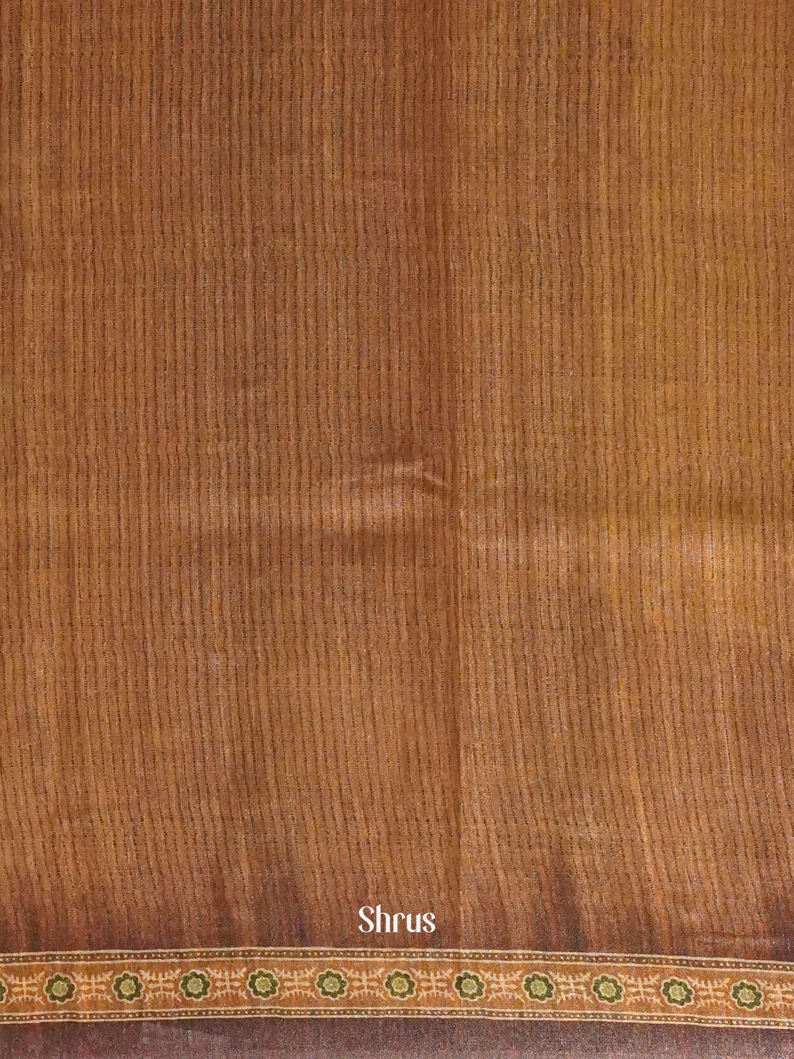 Brown - Semi gicha Saree - Shop on ShrusEternity.com