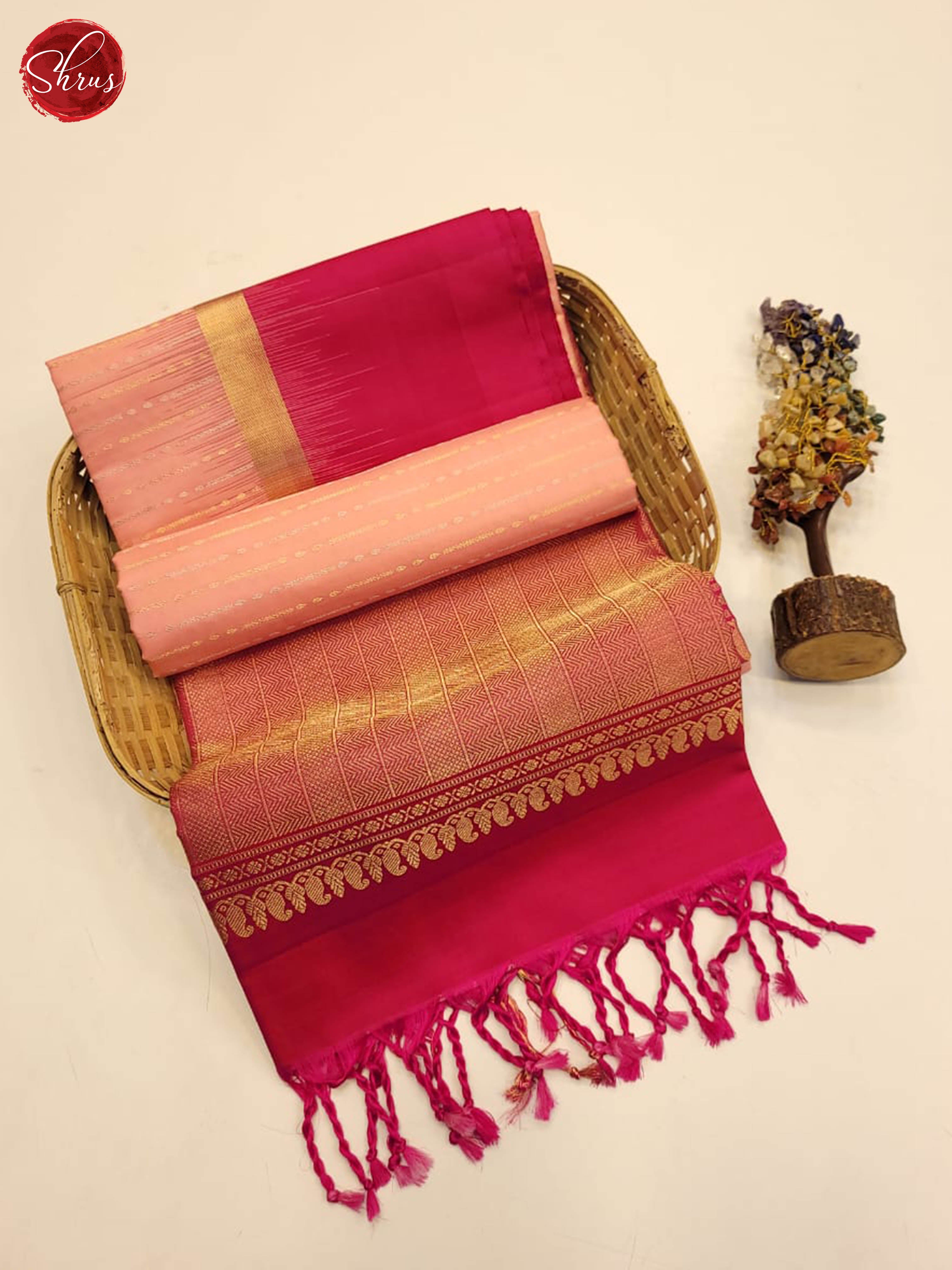 Peachish pink and pink-Soft Silk Saree - Shop on ShrusEternity.com