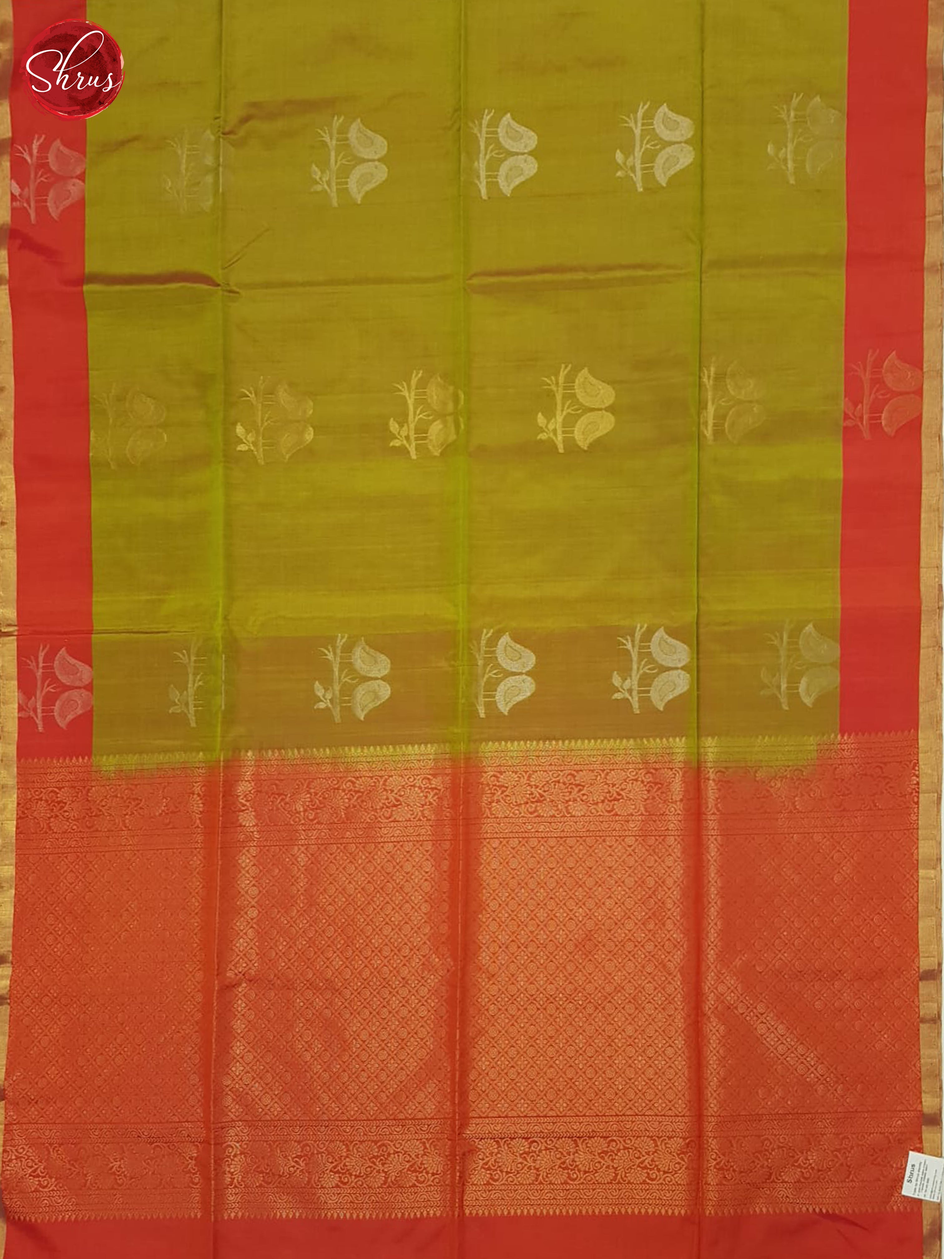 Green & Orange - Soft Silk Halfpure Saree - Shop on ShrusEternity.com