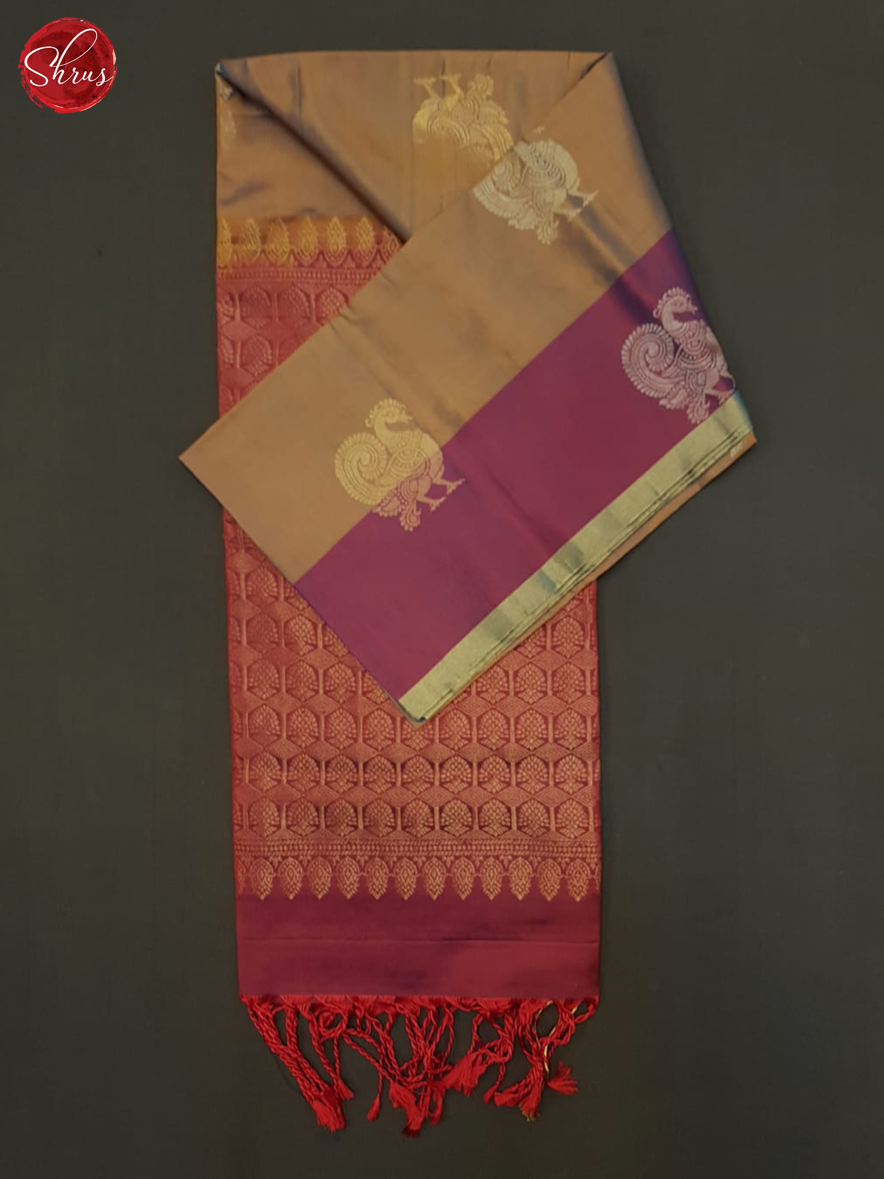 Light Brown & Maroon- Soft Silk Halfpure Saree - Shop on ShrusEternity.com