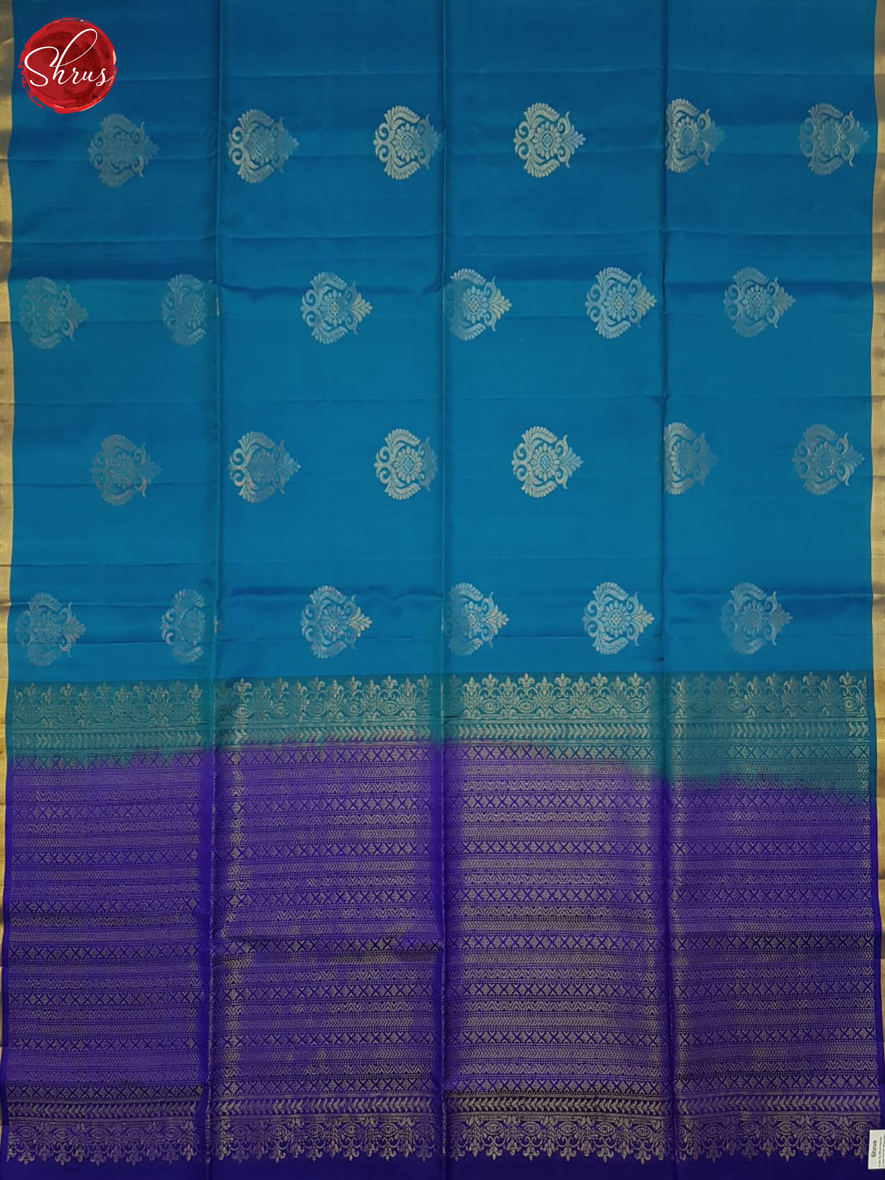 Teal & Blue - Soft Silk Halfpure Saree - Shop on ShrusEternity.com
