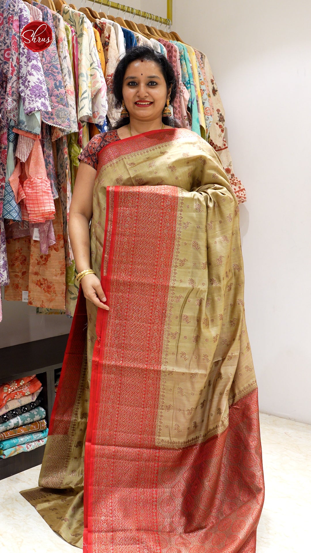 Chickoo & Red - Khatan Saree - Shop on ShrusEternity.com