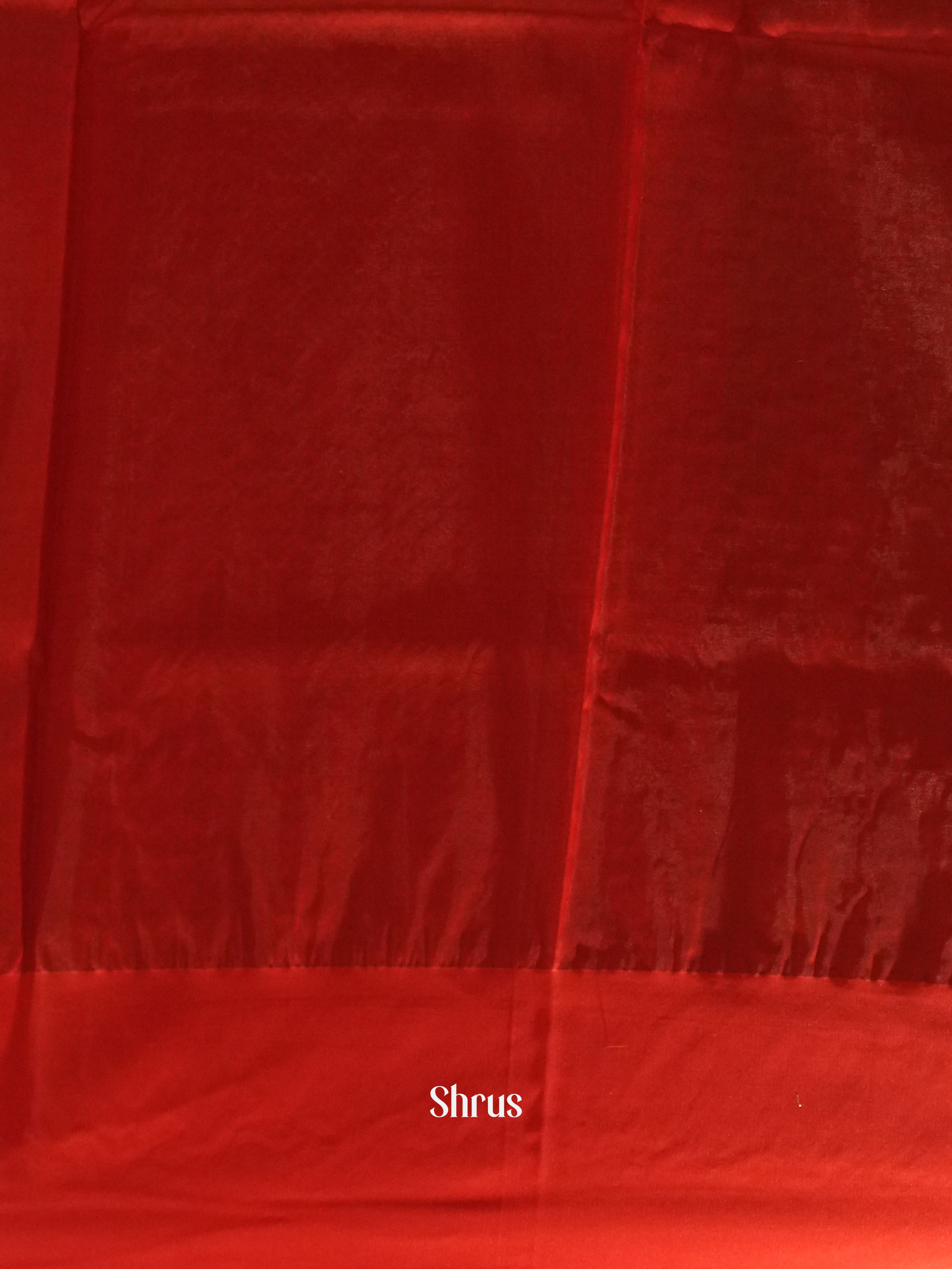 Aqua Blue & Red - Semi Dupion Saree - Shop on ShrusEternity.com