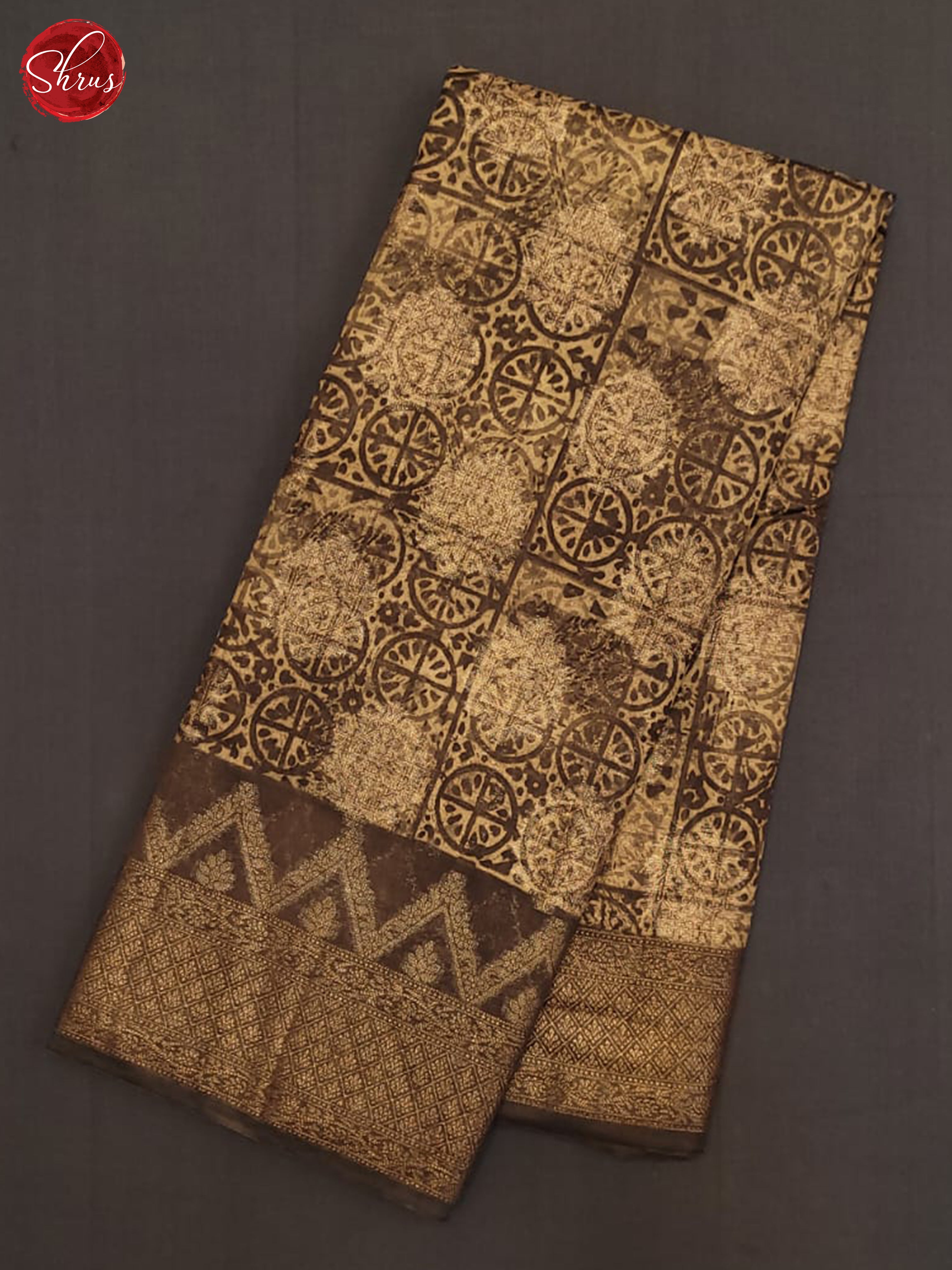 Elachi Green & Brown - Linen print Saree - Shop on ShrusEternity.com