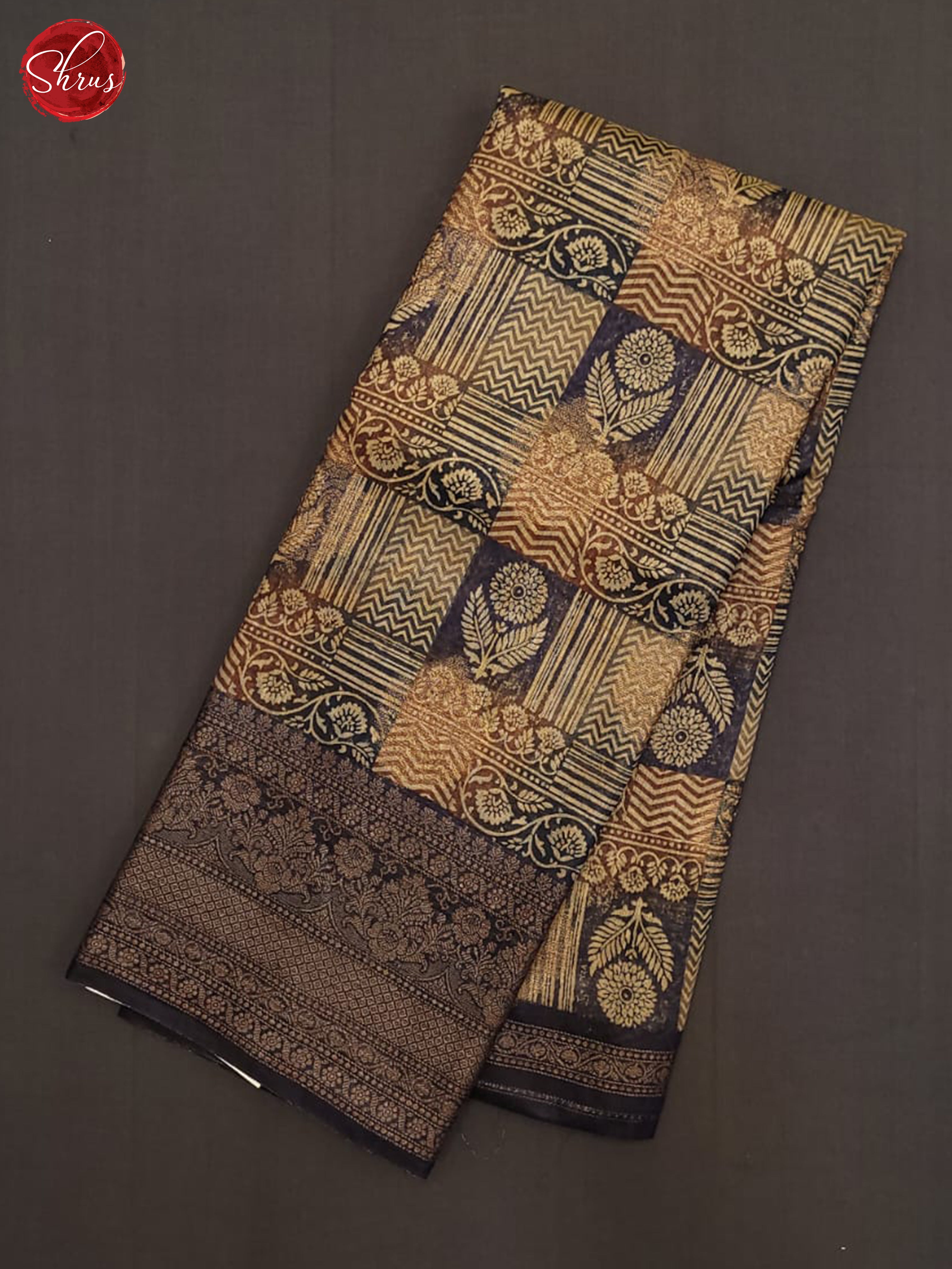 Blue(Single Tone) - Linen print Saree - Shop on ShrusEternity.com