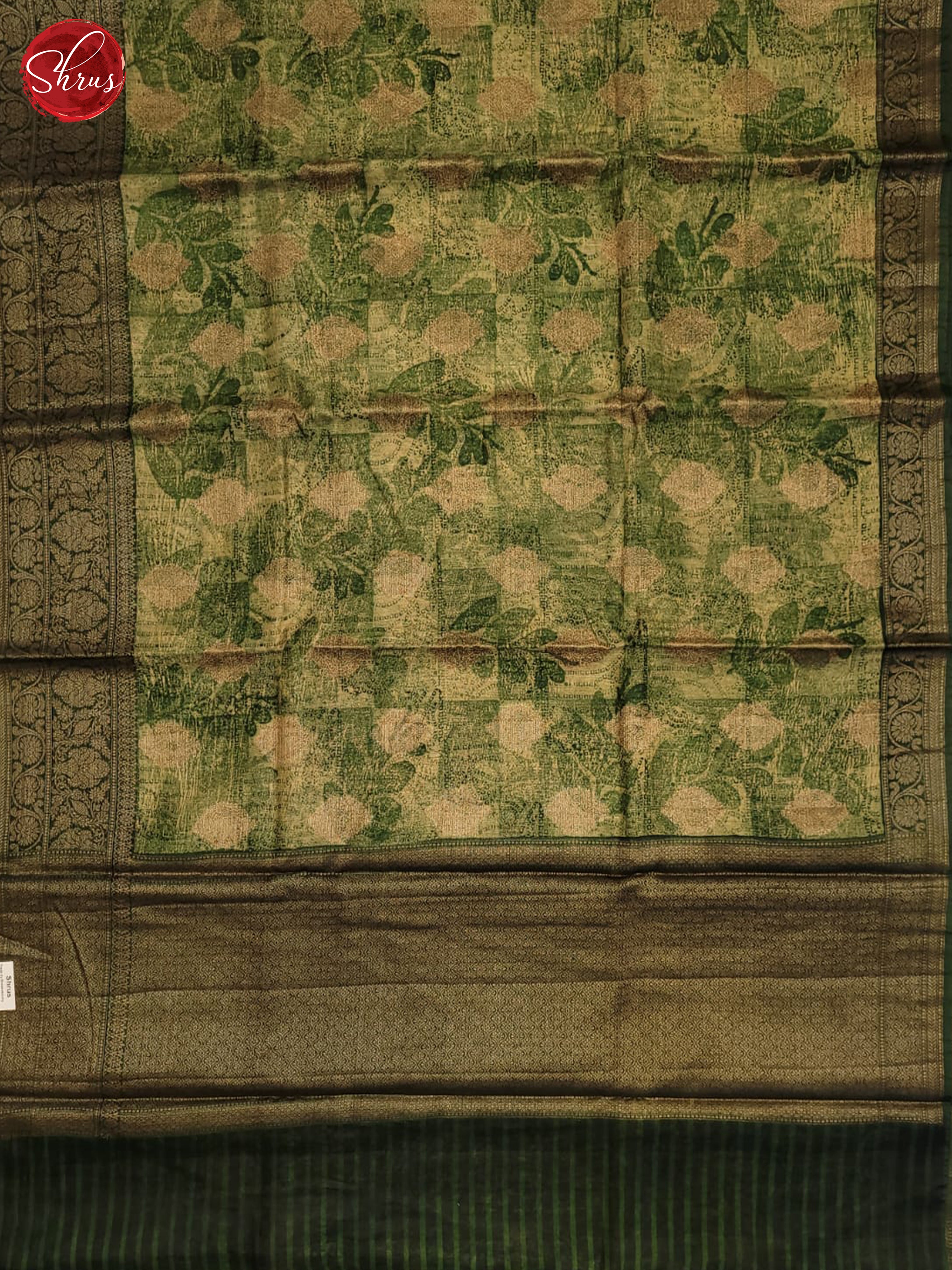 Green(Single Tone)- Linen print Saree - Shop on ShrusEternity.com