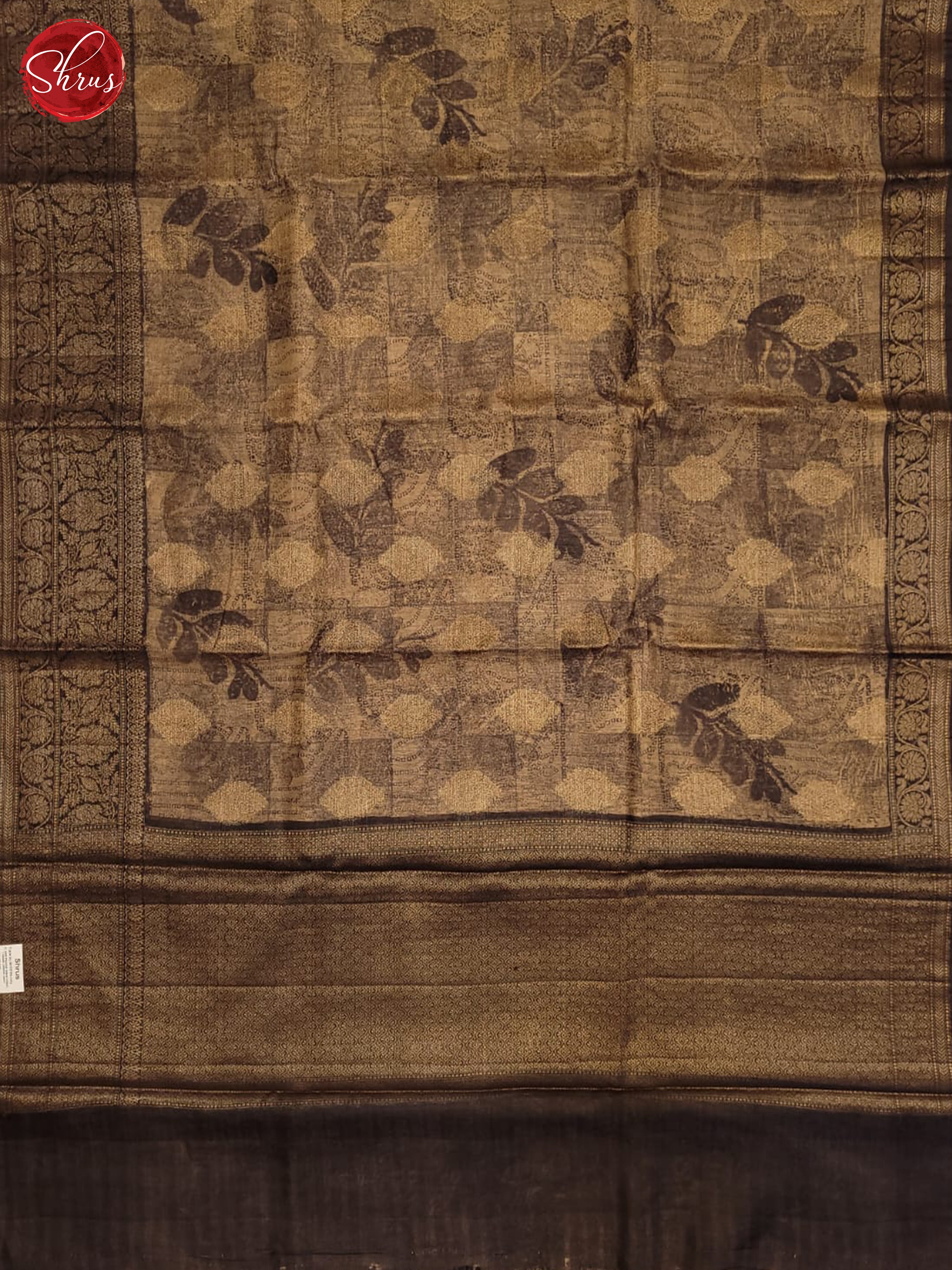 Brown(Single Tone) - Linen print Saree - Shop on ShrusEternity.com
