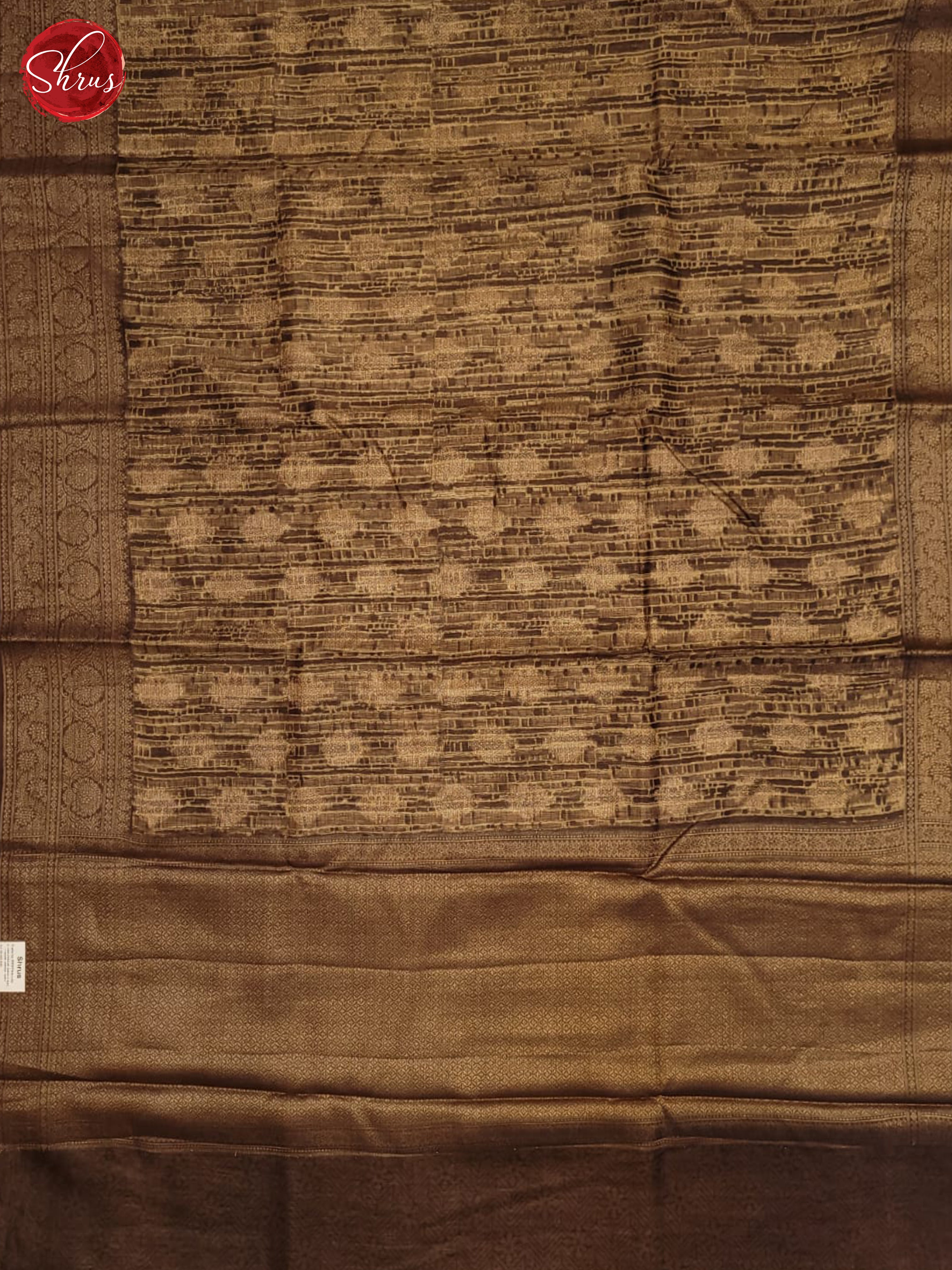 Brown(Single Tone) - Linen print Saree - Shop on ShrusEternity.com