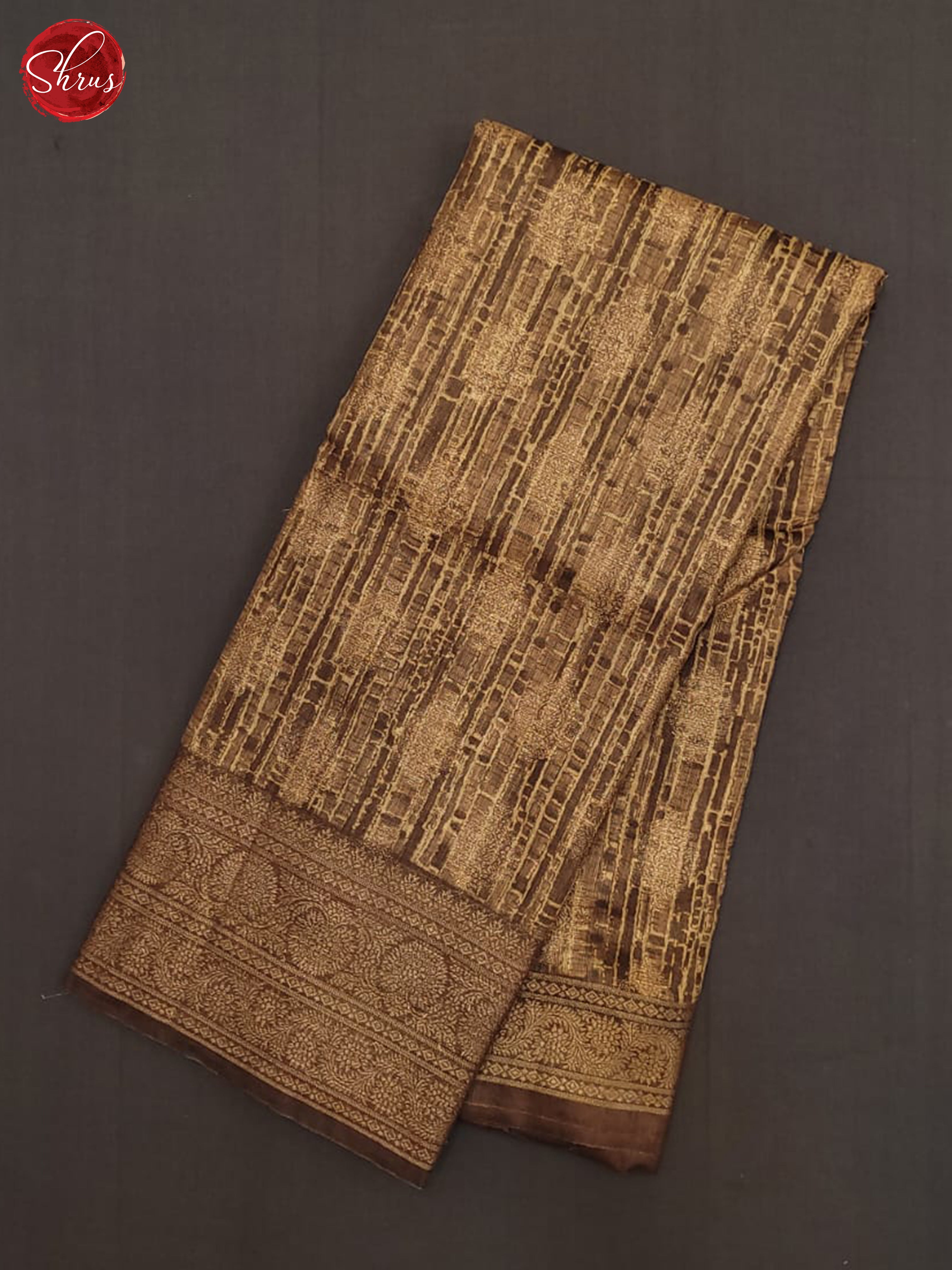 Brown(Single Tone) - Linen print Saree - Shop on ShrusEternity.com