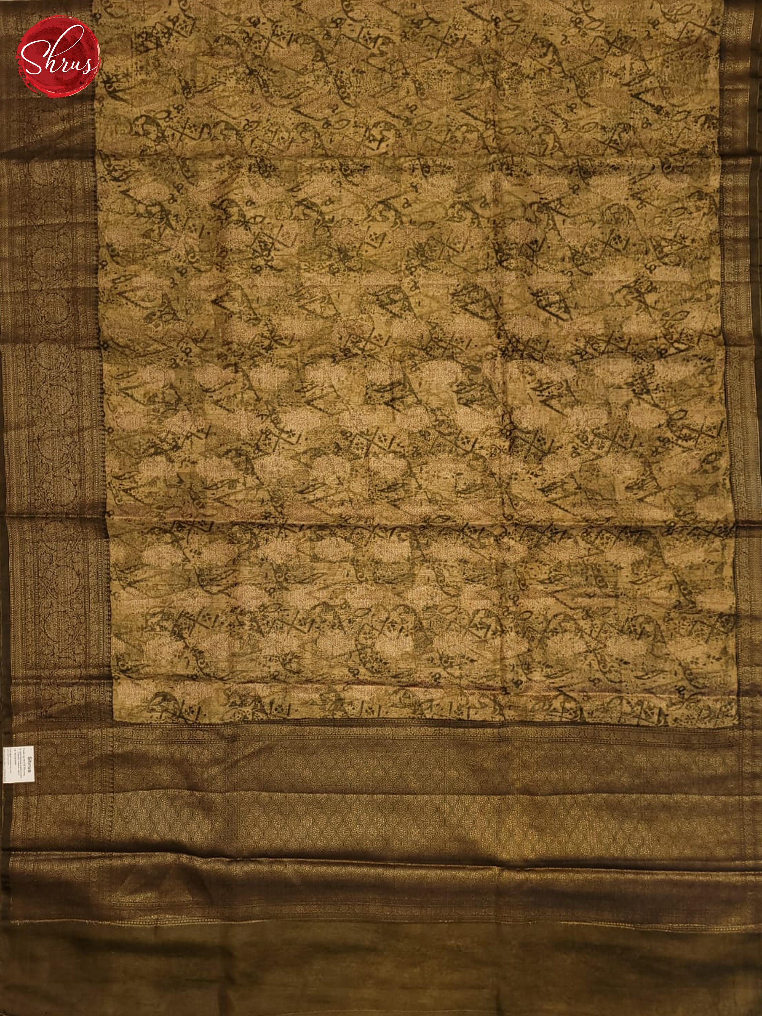 Mehandi Green(Single Tone) - Linen print Saree - Shop on ShrusEternity.com