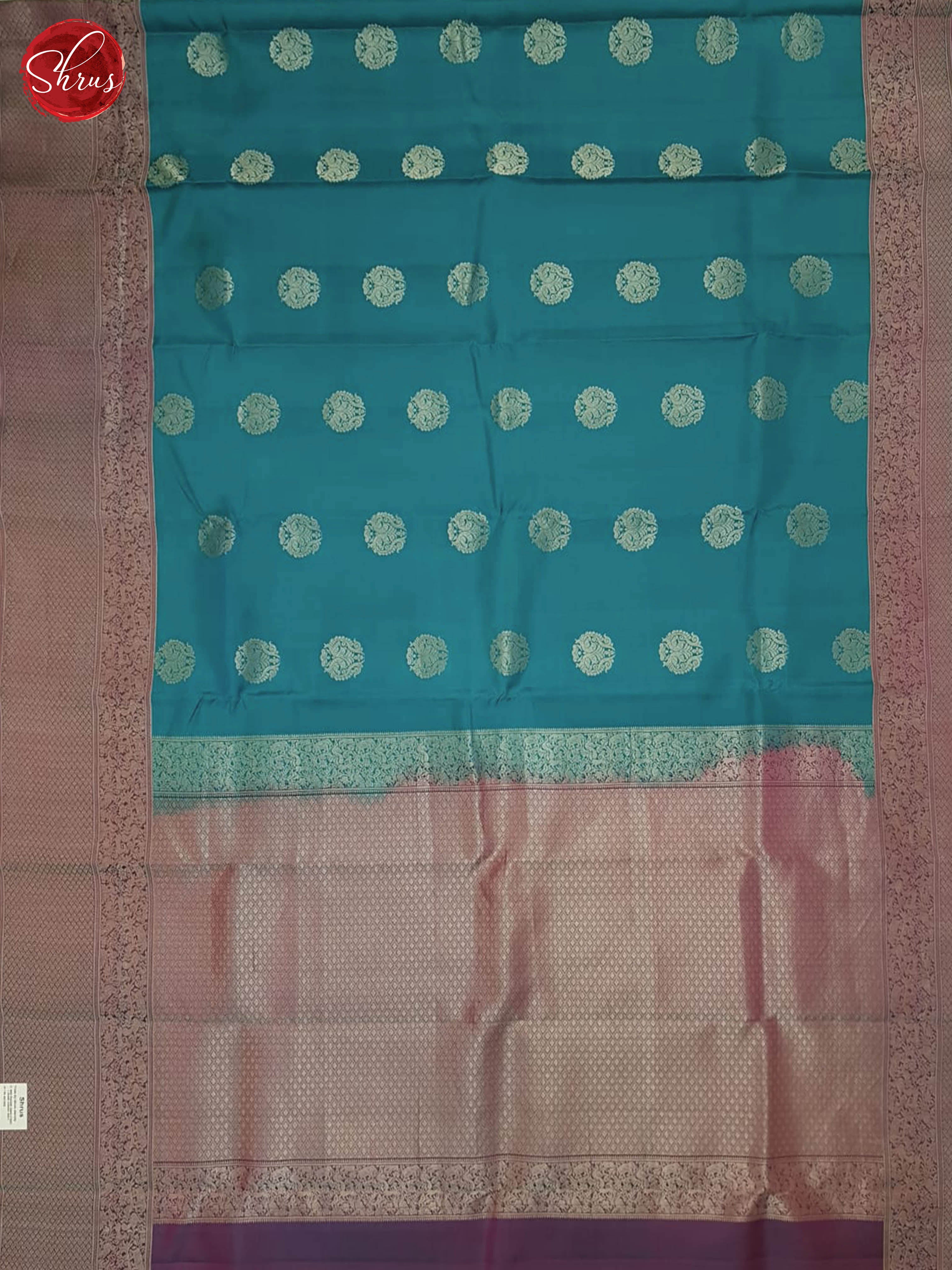 Elegant Teal And Wine Kanchipuram silk saree Adorned With Timeless Zari Woven Floral Buttas-2