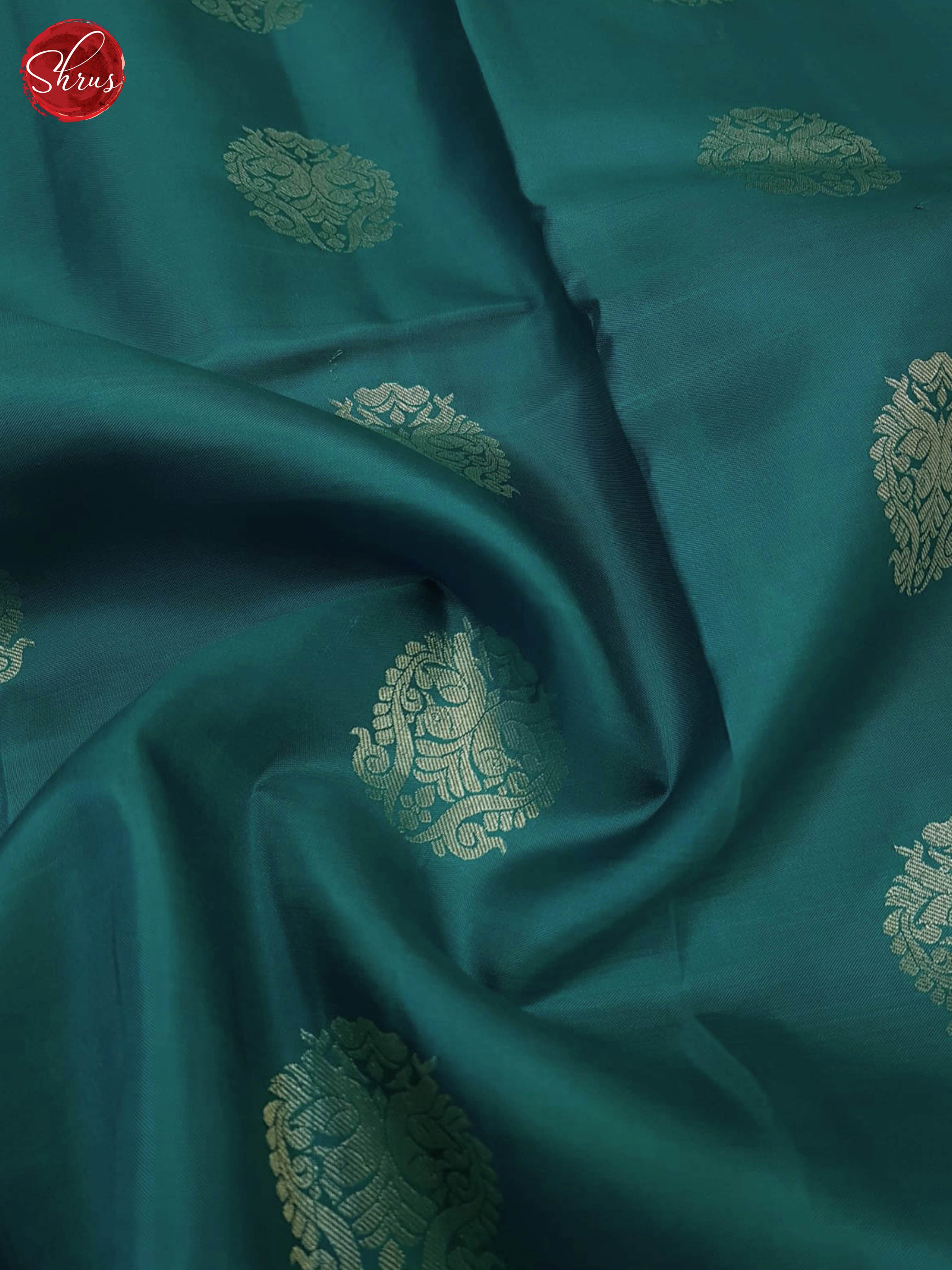 Elegant Teal And Wine Kanchipuram silk saree Adorned With Timeless Zari Woven Floral Buttas-3