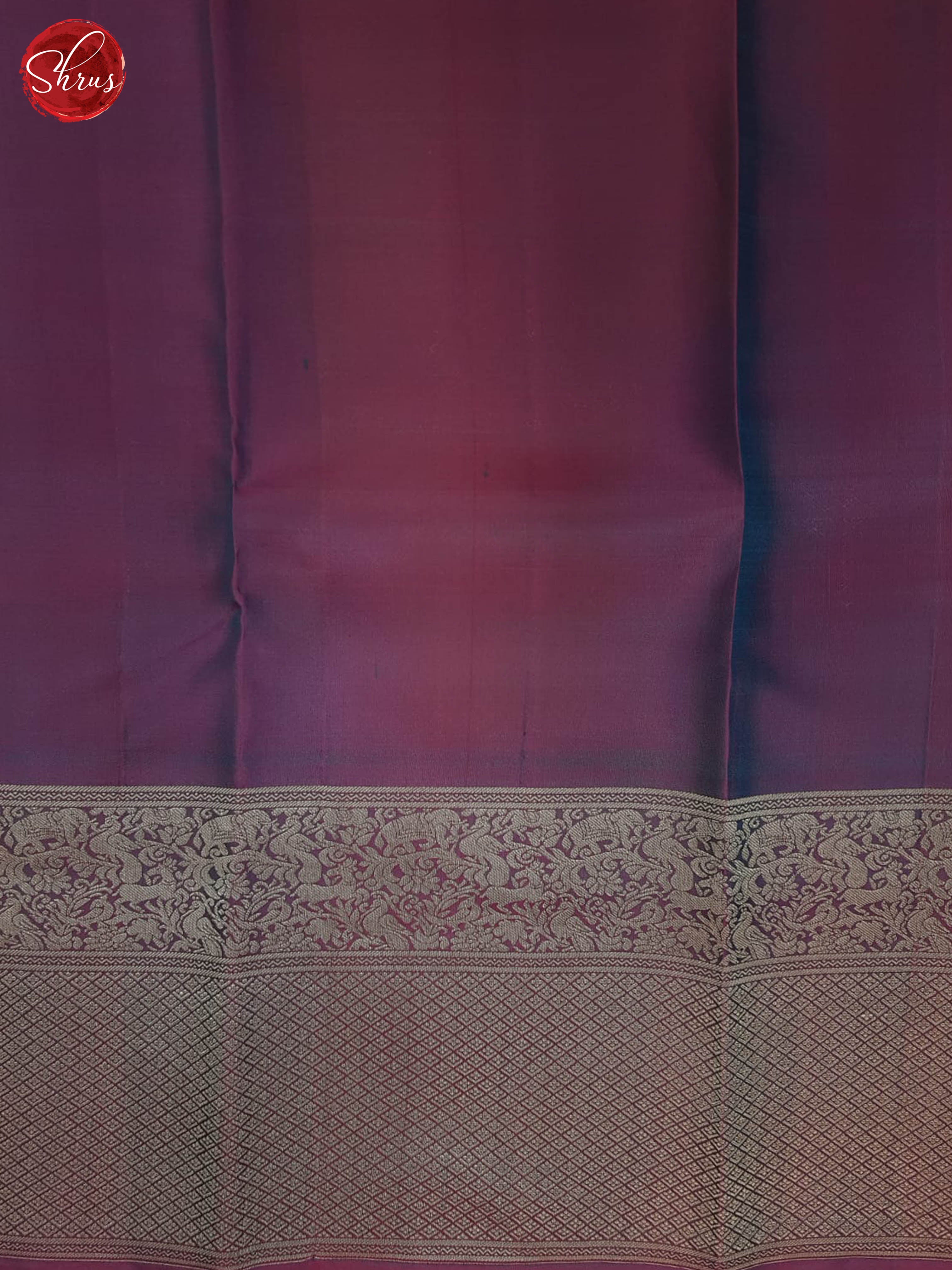 Elegant Teal And Wine Kanchipuram silk saree Adorned With Timeless Zari Woven Floral Buttas-5