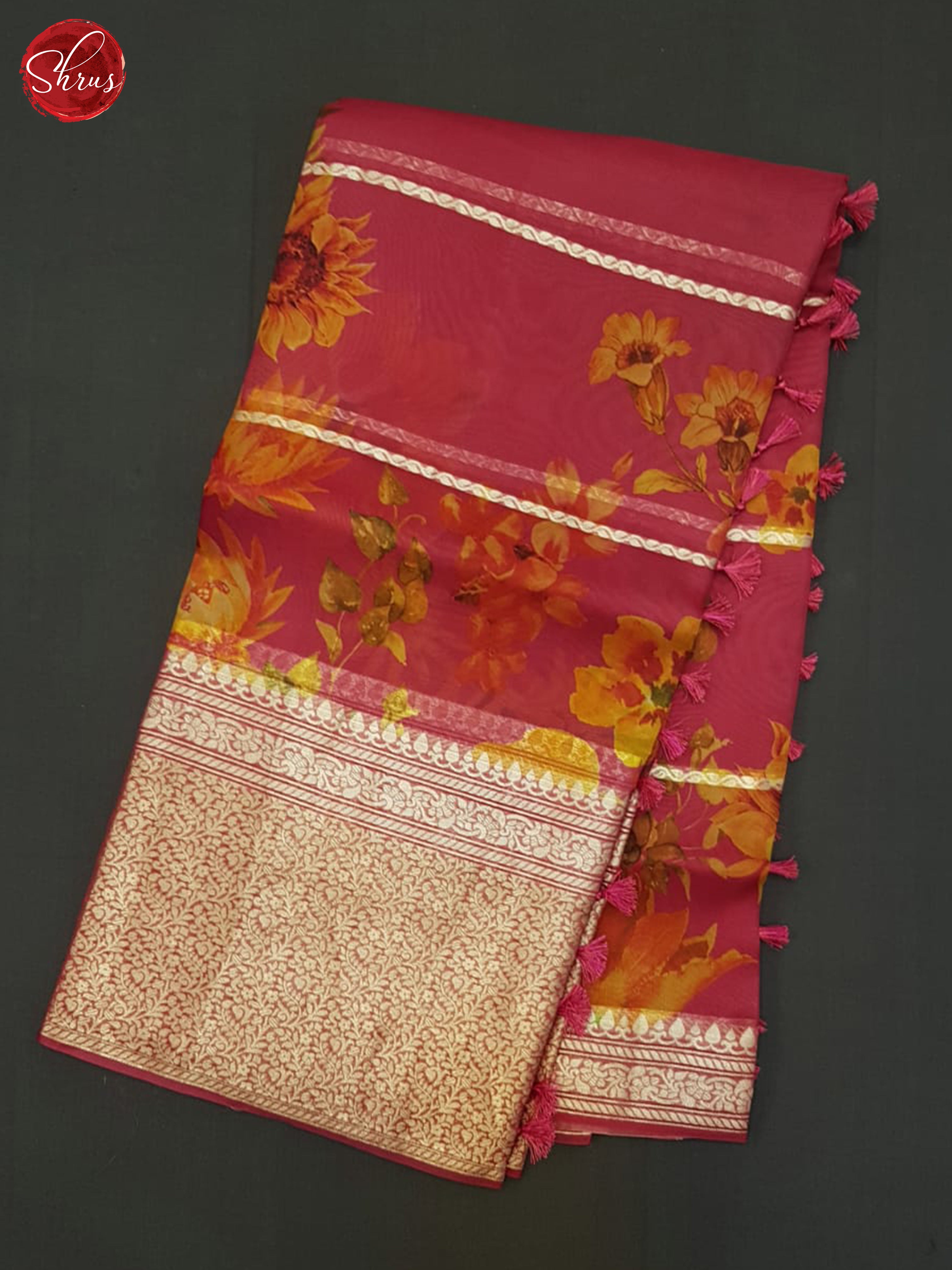 Pink(Single Tone)- Organza Saree - Shop on ShrusEternity.com