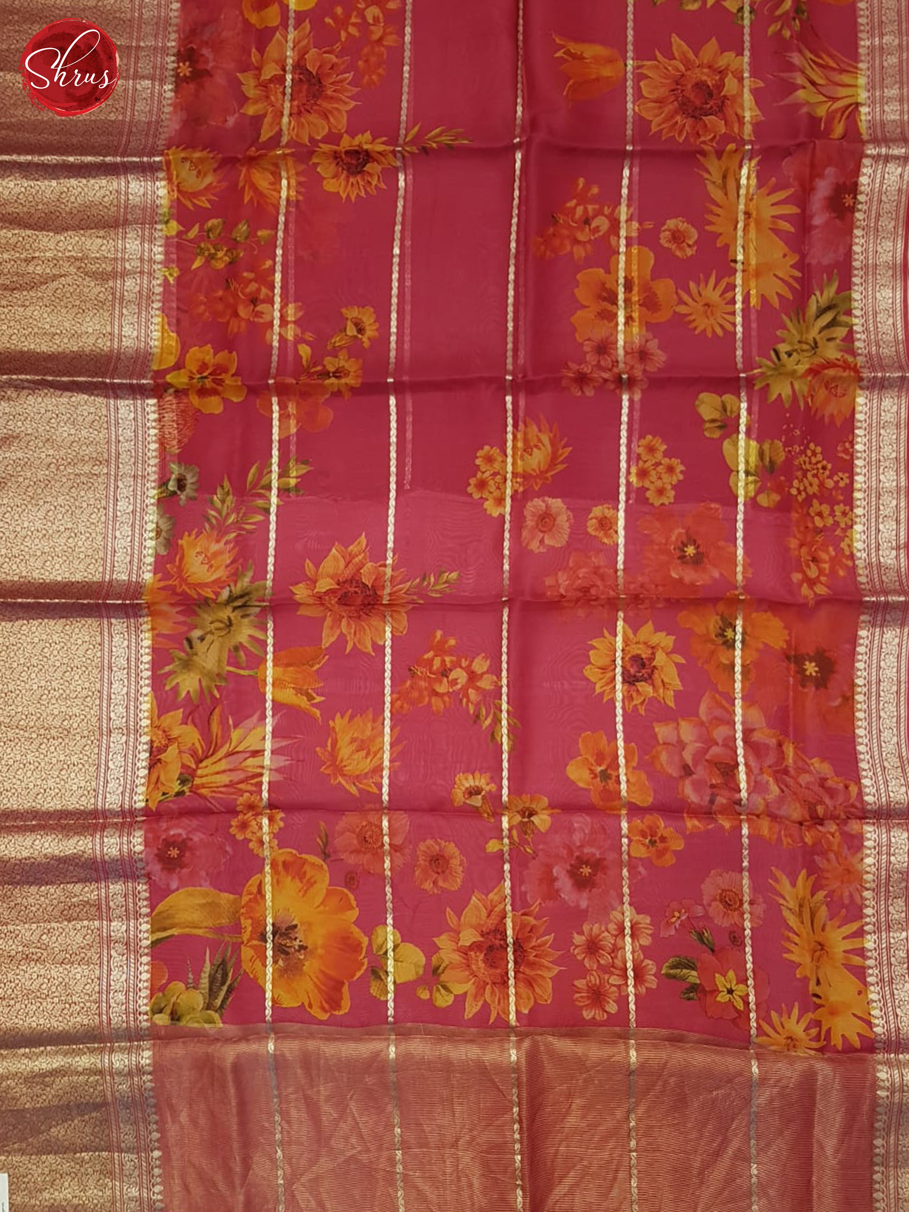 Pink(Single Tone)- Organza Saree - Shop on ShrusEternity.com