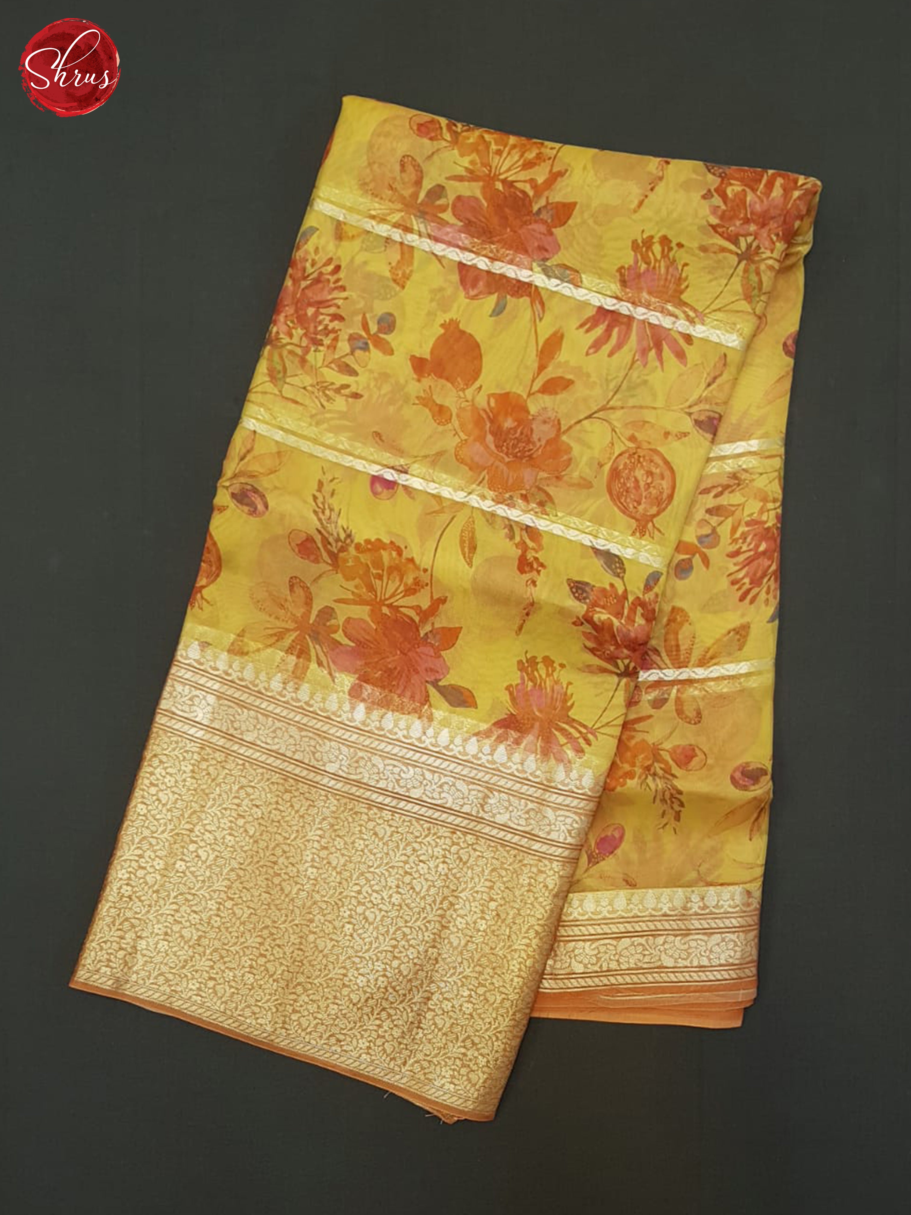 Yellow & Orange- Organza Saree - Shop on ShrusEternity.com