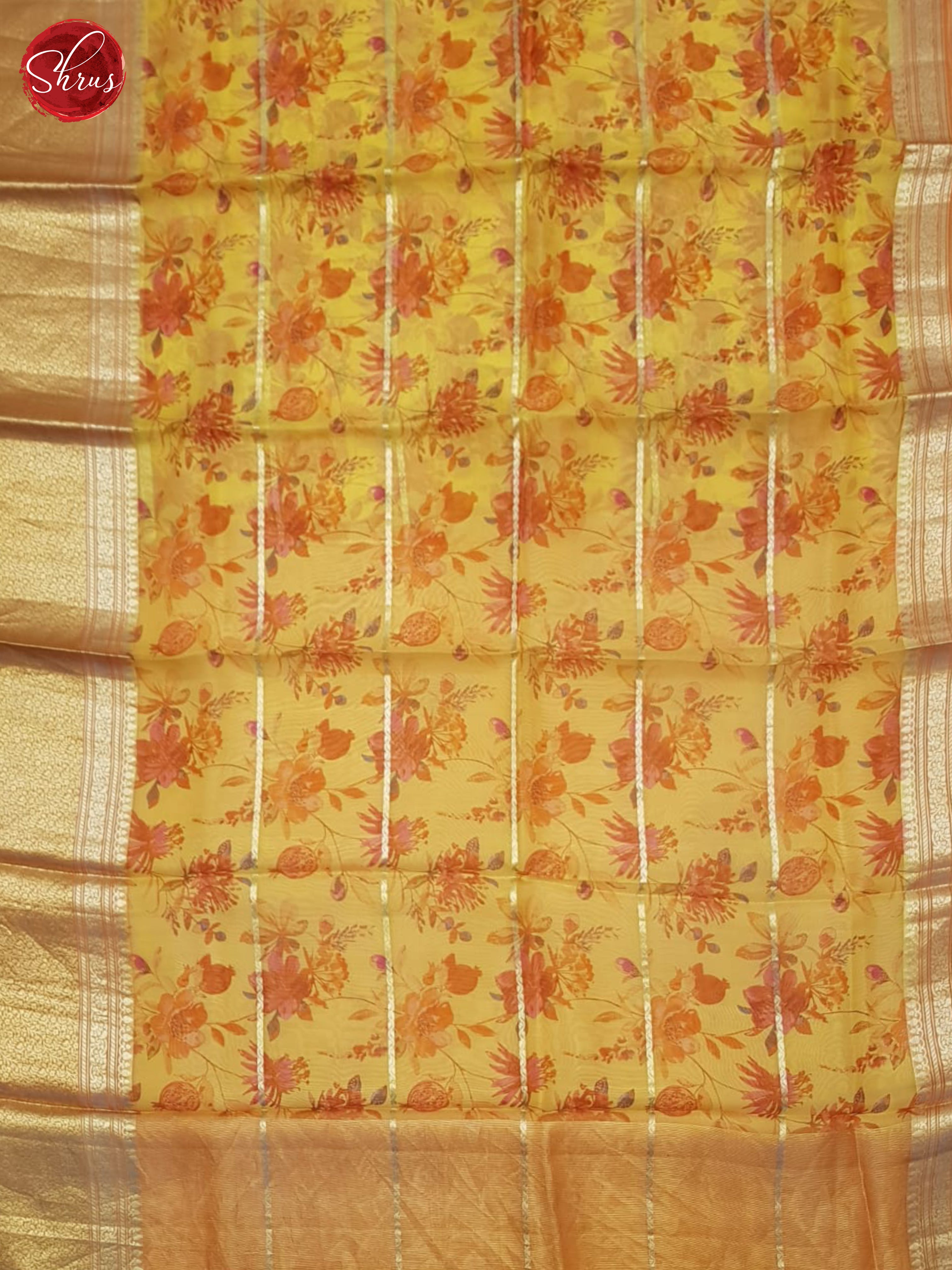 Yellow & Orange- Organza Saree - Shop on ShrusEternity.com