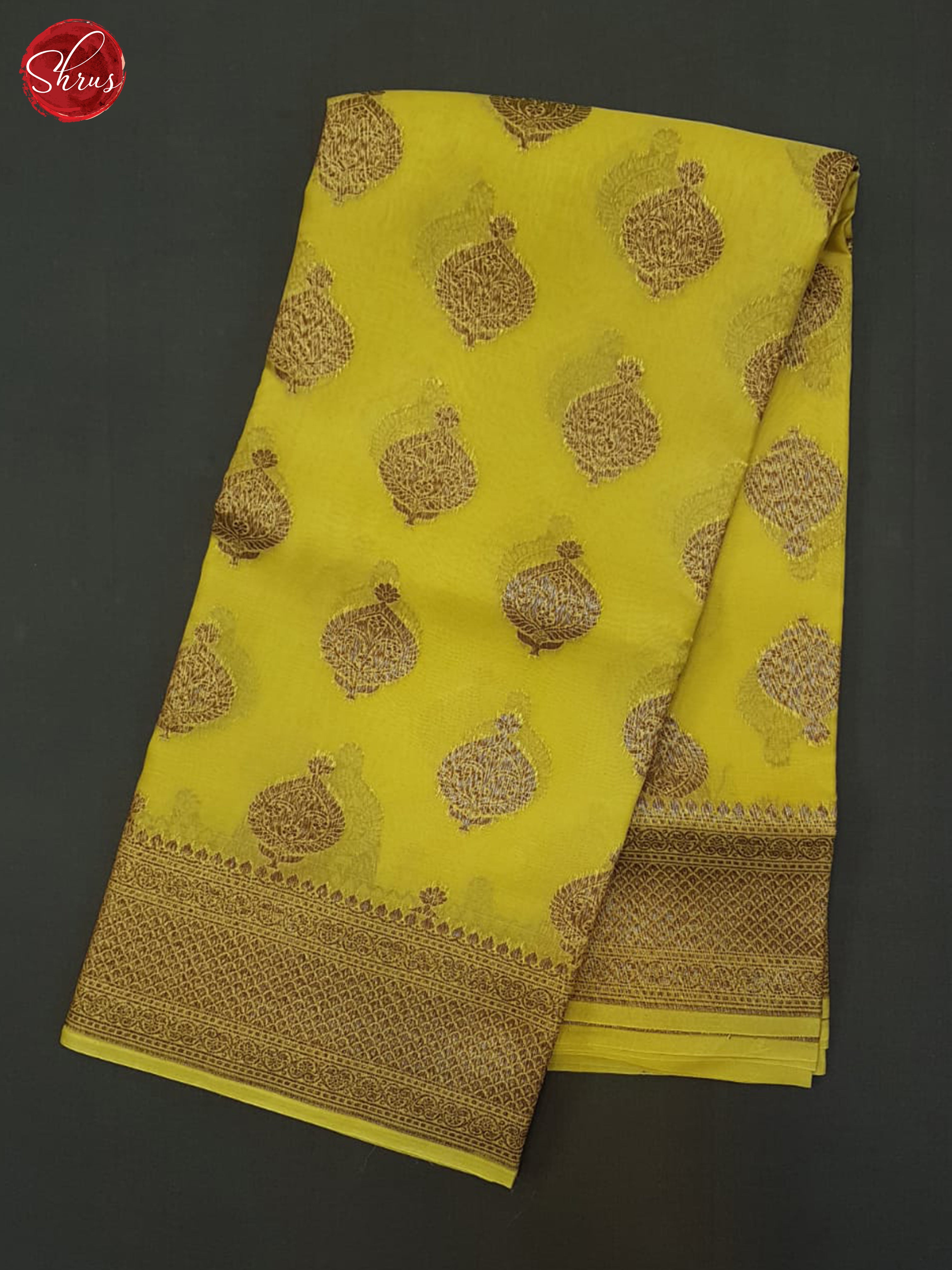 Yellow(Single Tone) - Organza Saree - Shop on ShrusEternity.com