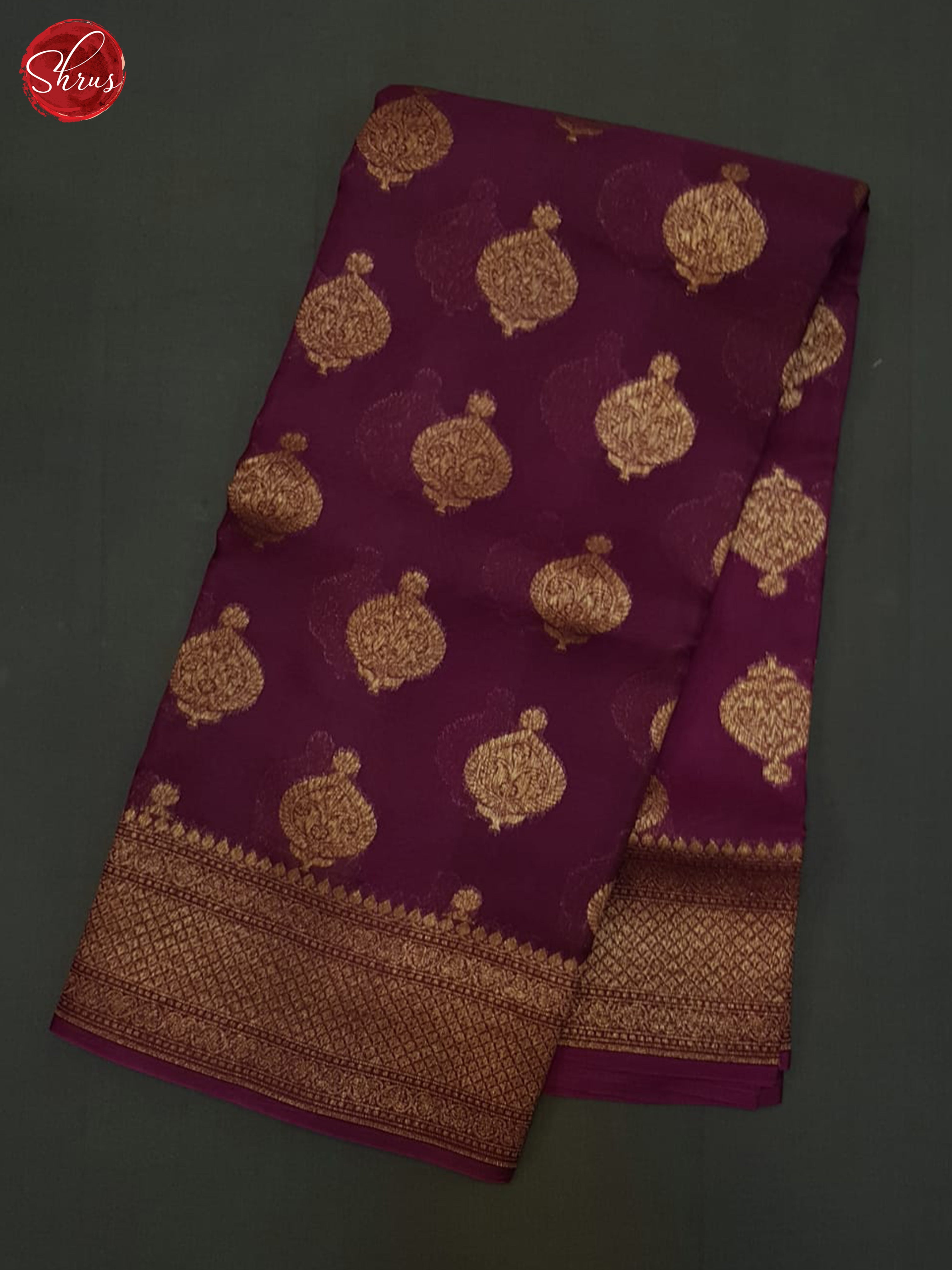 Wine(Single Tone) - Organza Saree - Shop on ShrusEternity.com