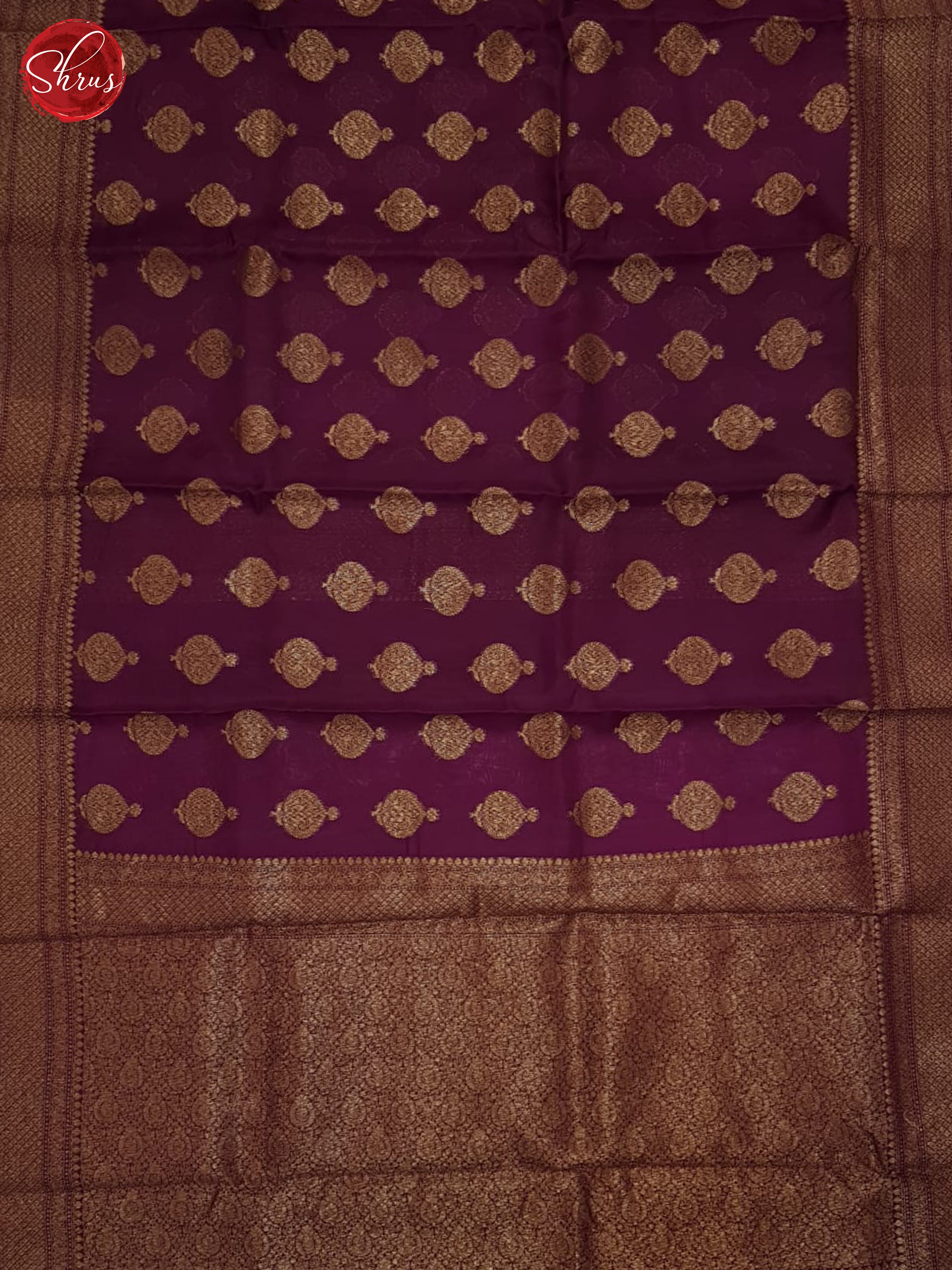 Wine(Single Tone) - Organza Saree - Shop on ShrusEternity.com