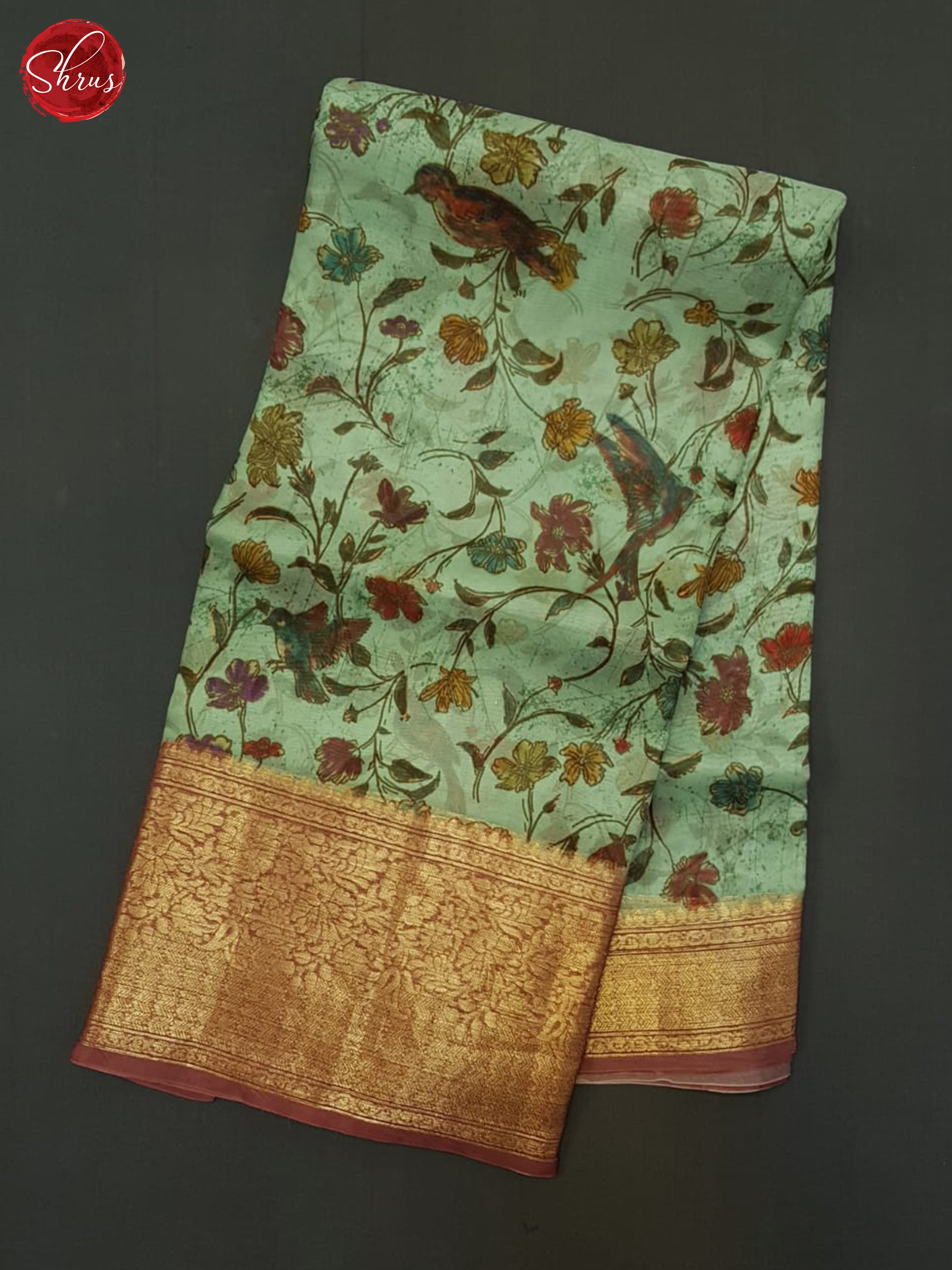 Pastel Green & Pink - Organza Saree - Shop on ShrusEternity.com