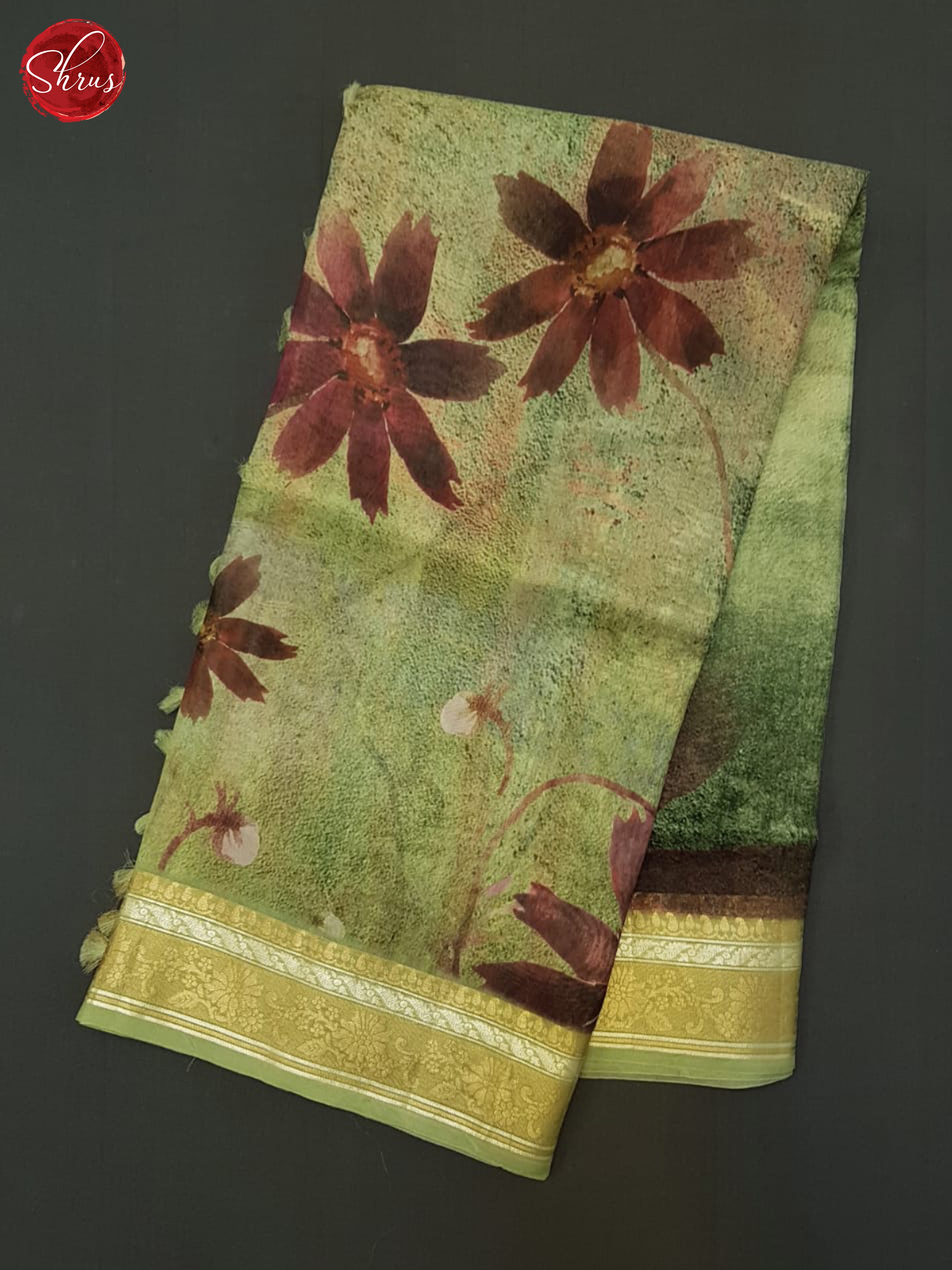 Green(Single Tone) - Organza Saree - Shop on ShrusEternity.com