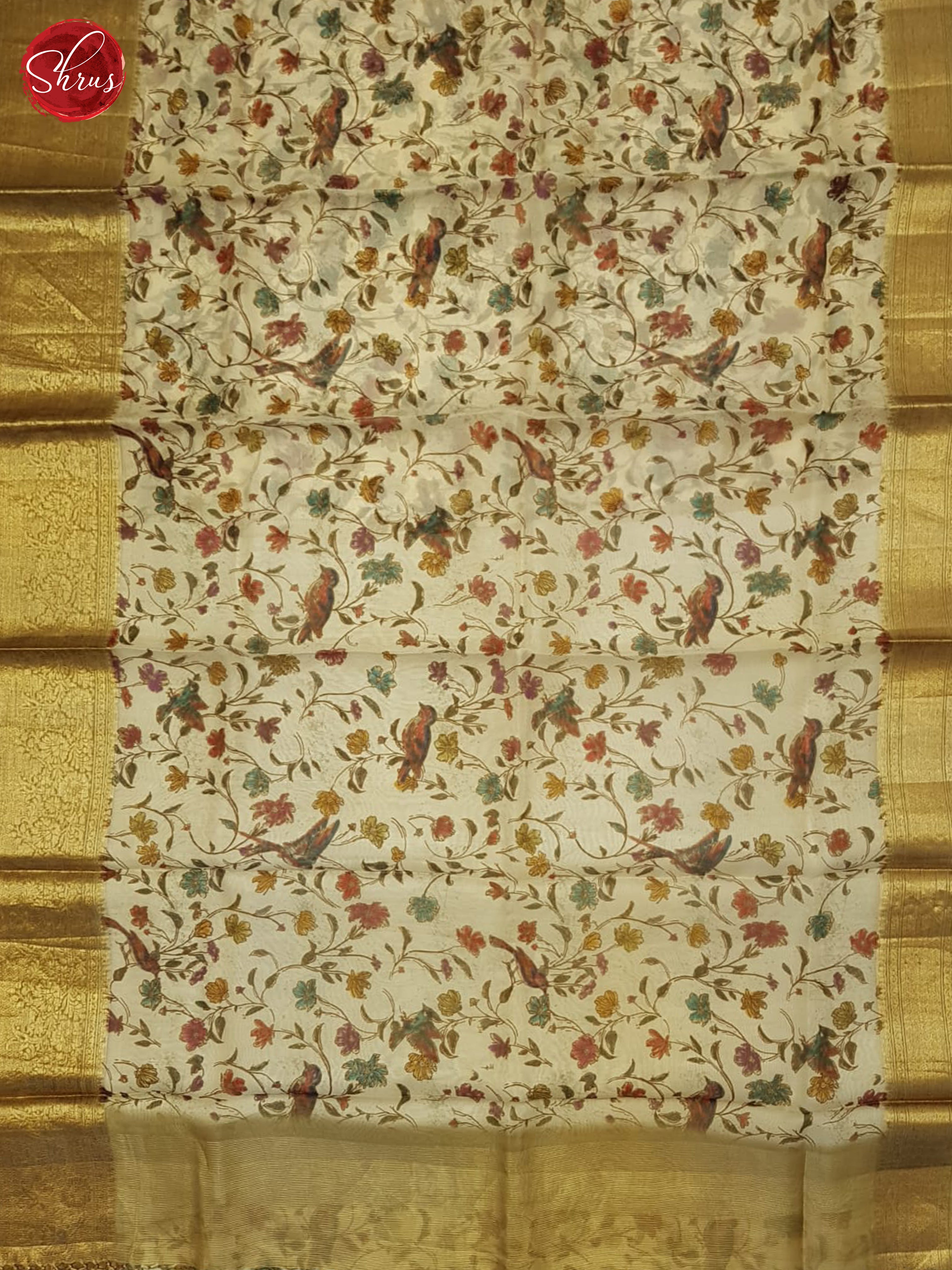 Cream & Beige - Organza Saree - Shop on ShrusEternity.com