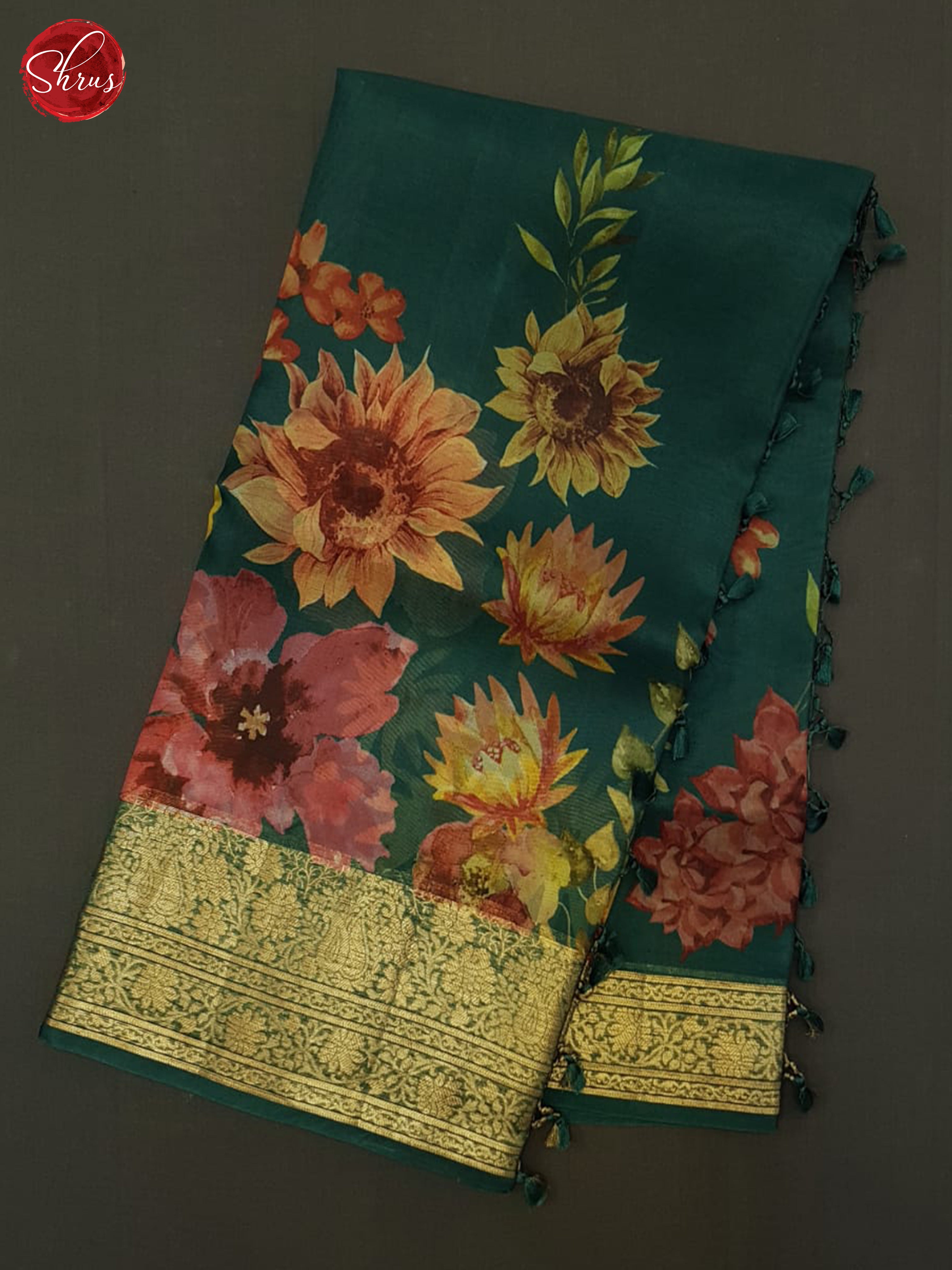 Green(Single Tone) - Organza Saree - Shop on ShrusEternity.com