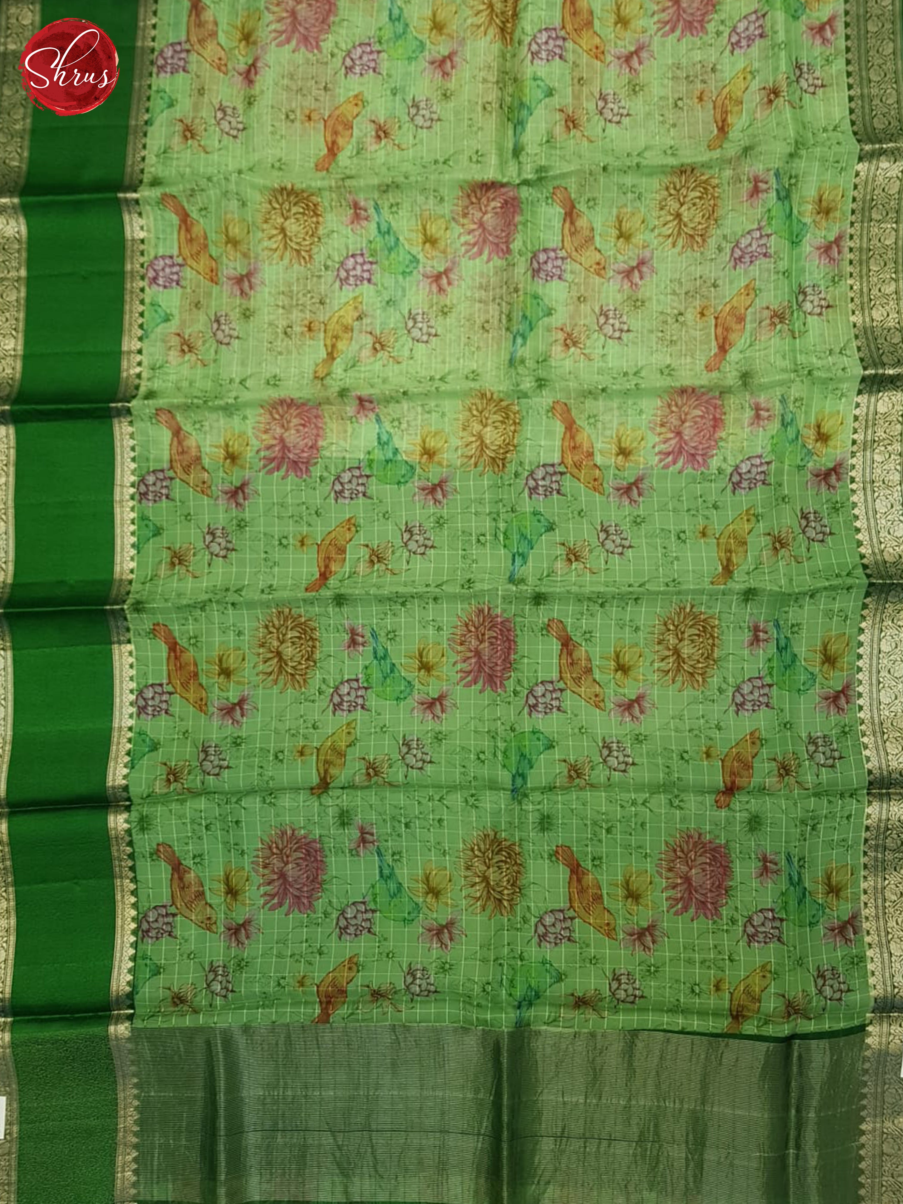 Light Green & Green - Organza Saree - Shop on ShrusEternity.com