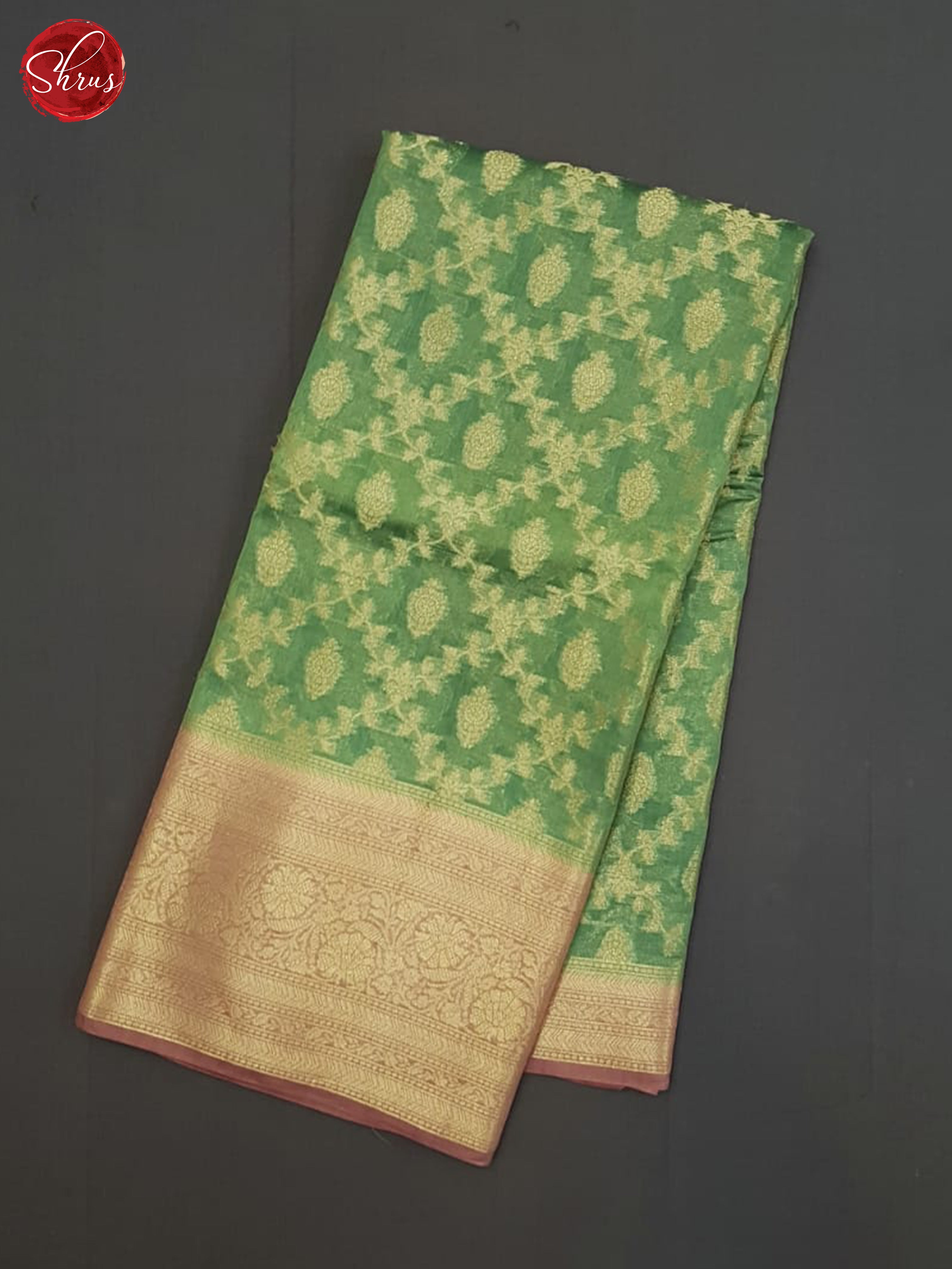 Green And Dusty Onion Pink- Silk Cotton Saree - Shop on ShrusEternity.com