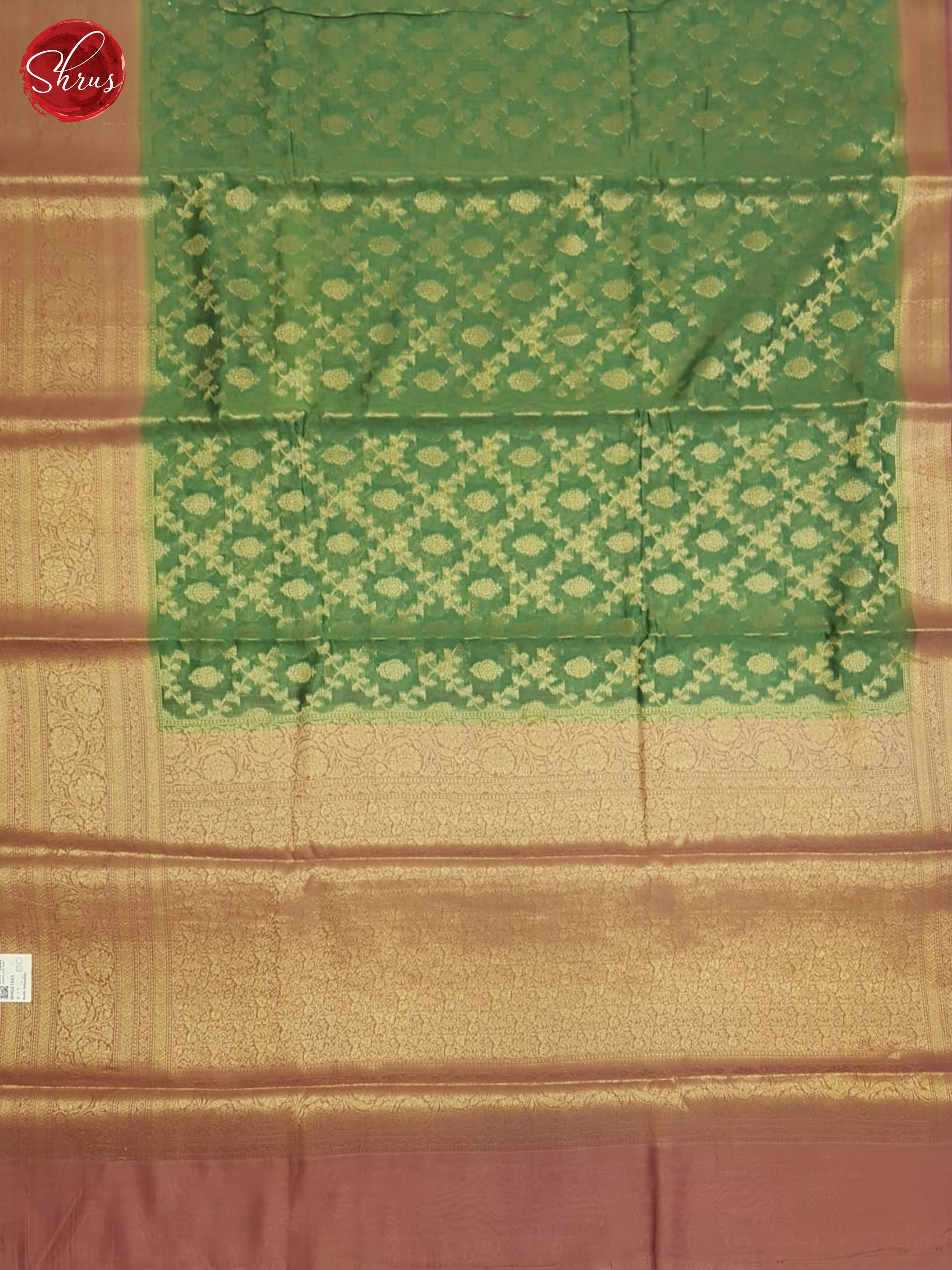 Green And Dusty Onion Pink- Silk Cotton Saree - Shop on ShrusEternity.com