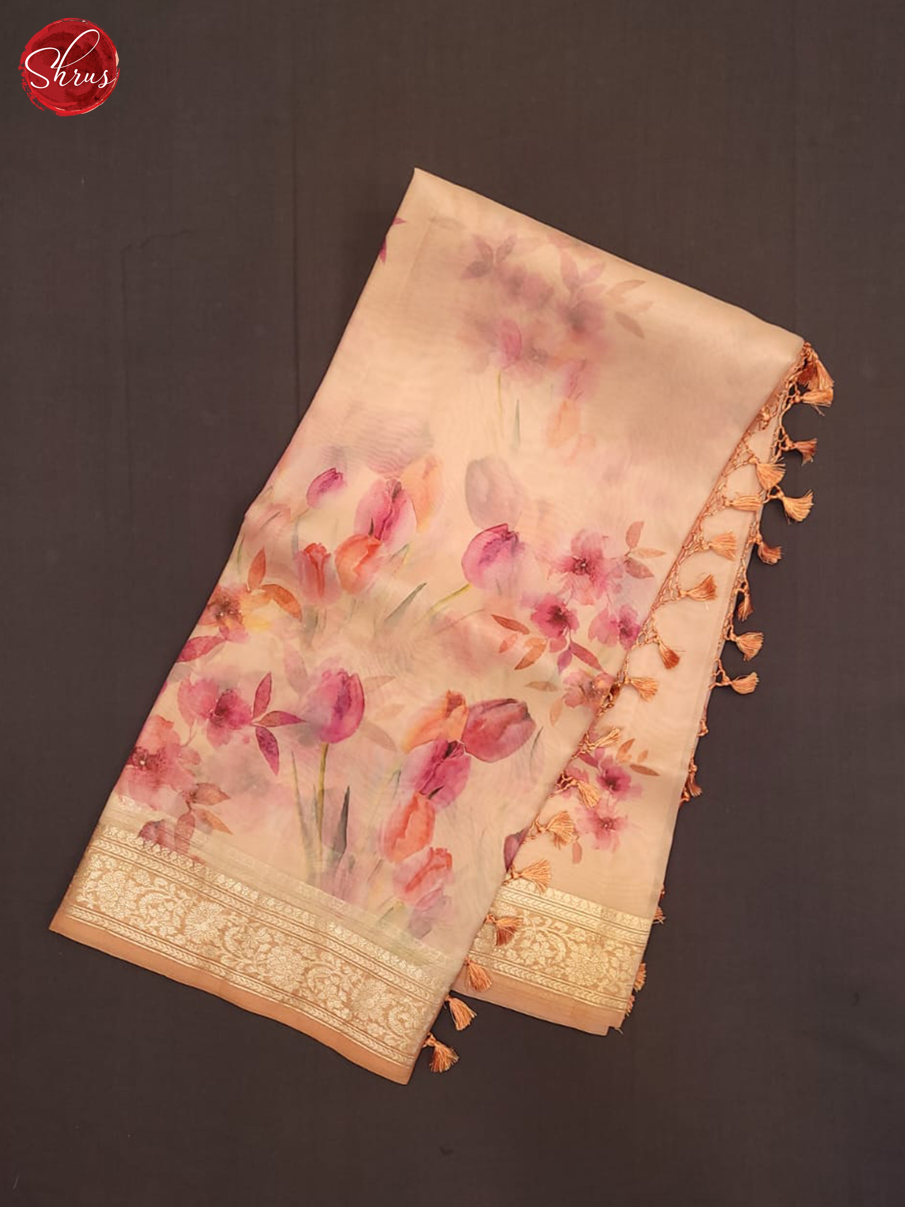 peach and pink-Organza Saree - Shop on ShrusEternity.com