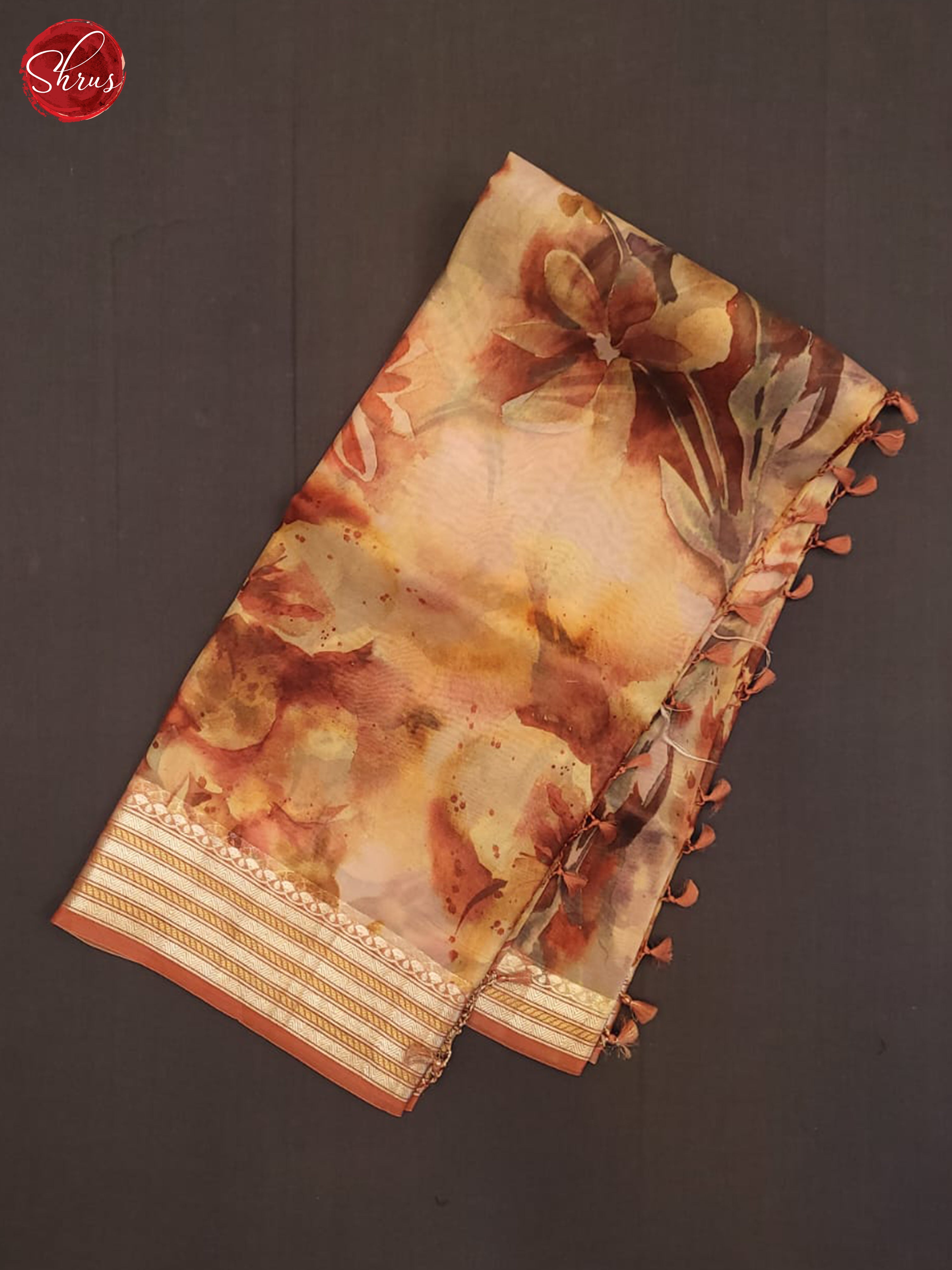 peach and Brown-Organza Saree - Shop on ShrusEternity.com