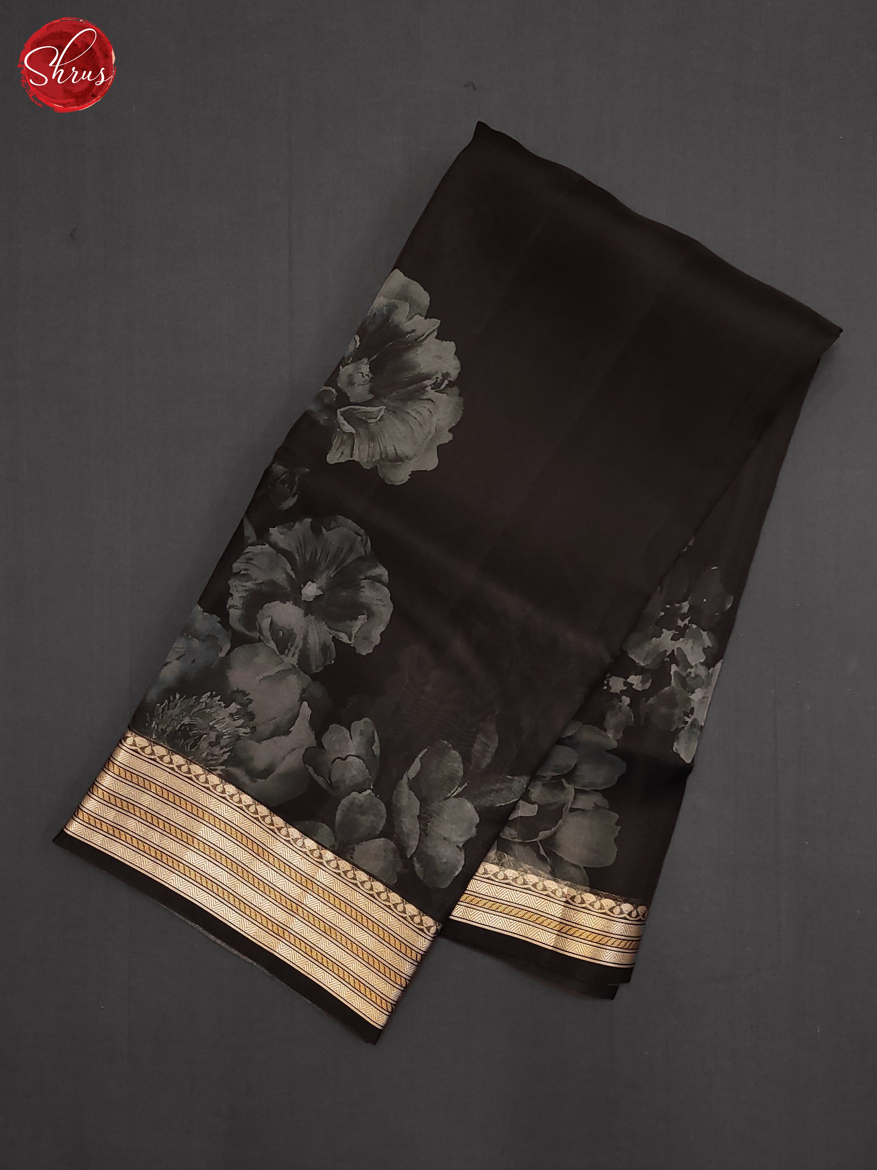 Black(Single Tone) - Organza Saree - Shop on ShrusEternity.com