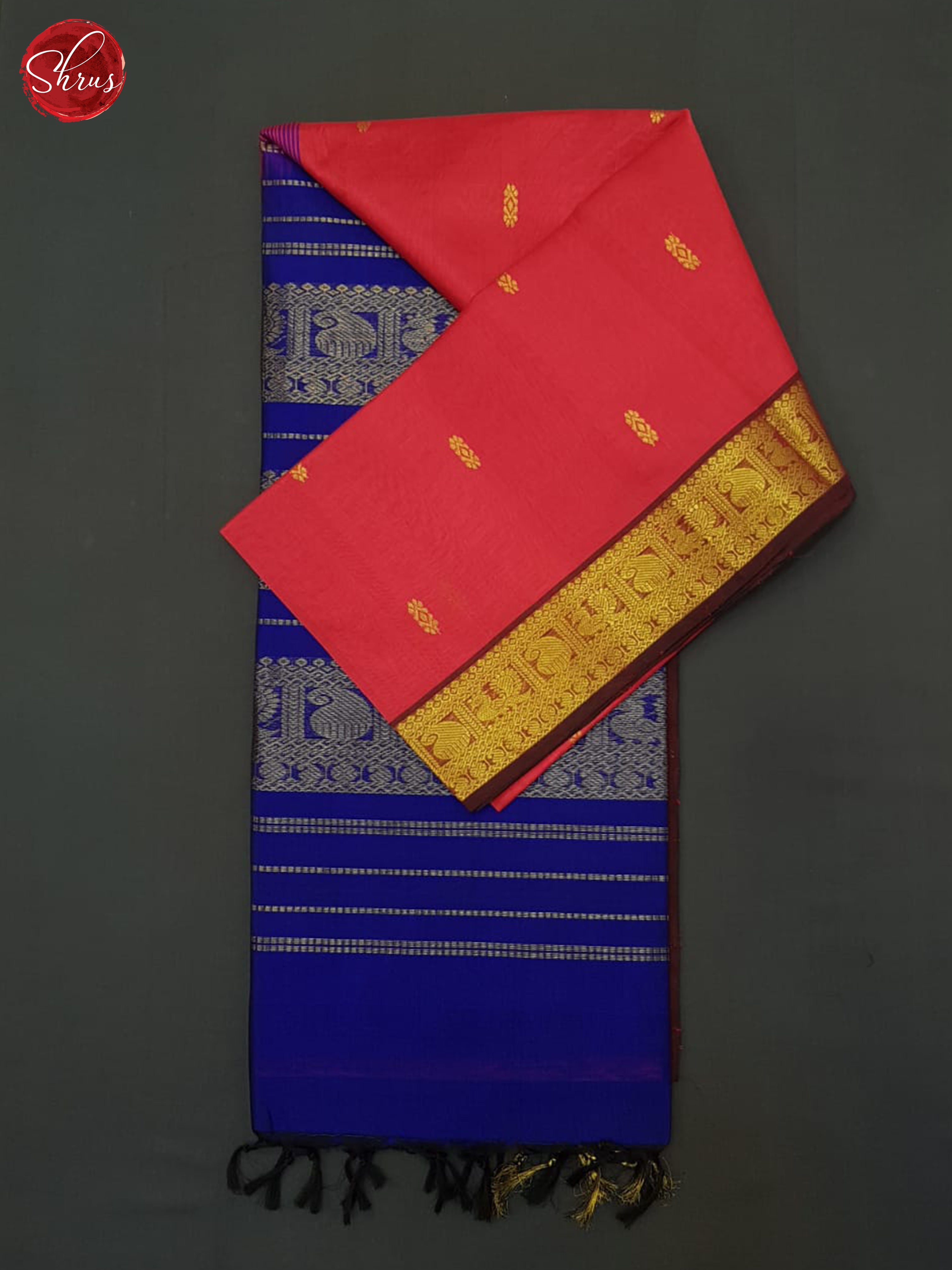 Teal & Maroon - Silk Cotton Saree - Shop on ShrusEternity.com