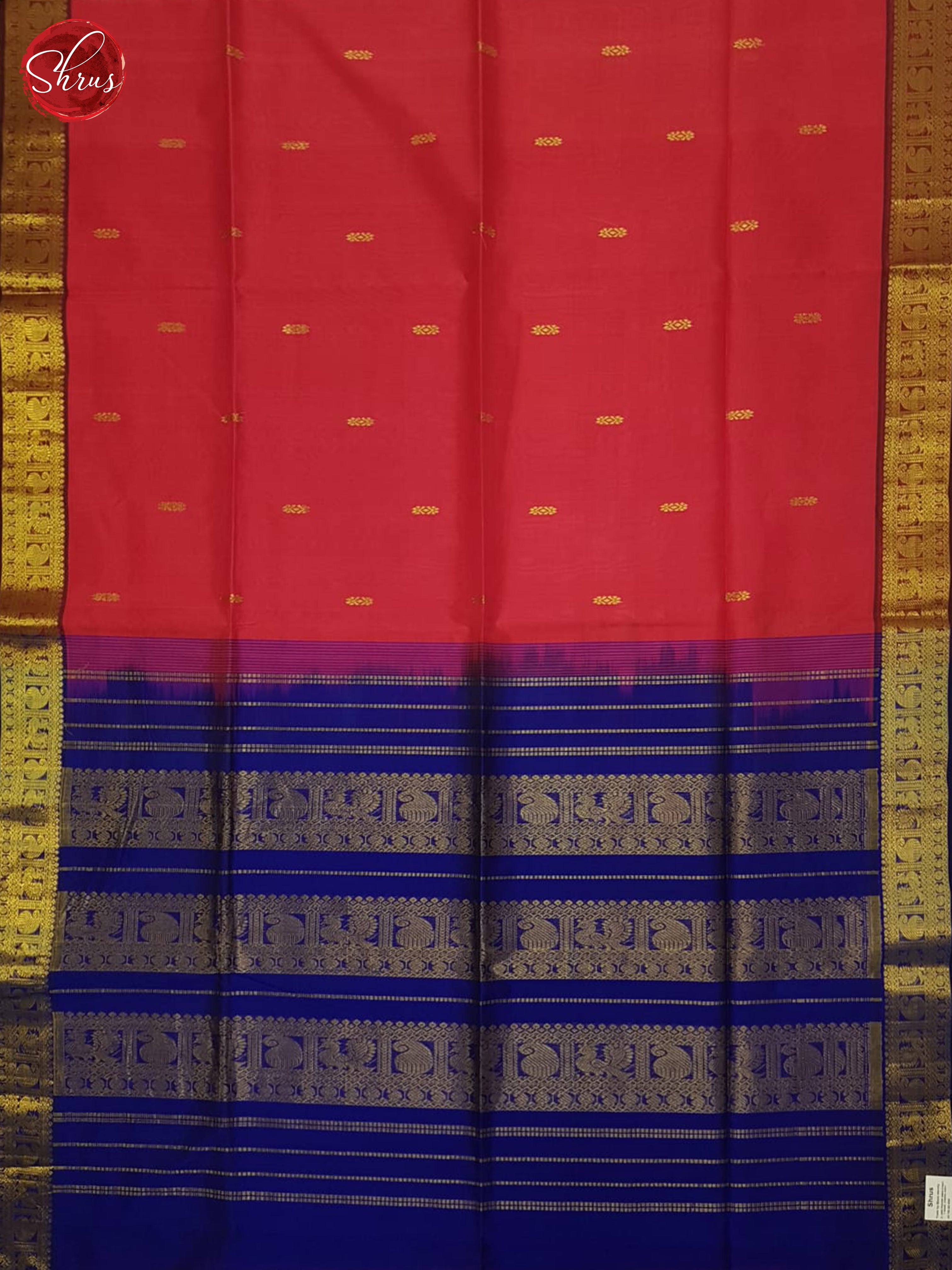 Teal & Maroon - Silk Cotton Saree - Shop on ShrusEternity.com