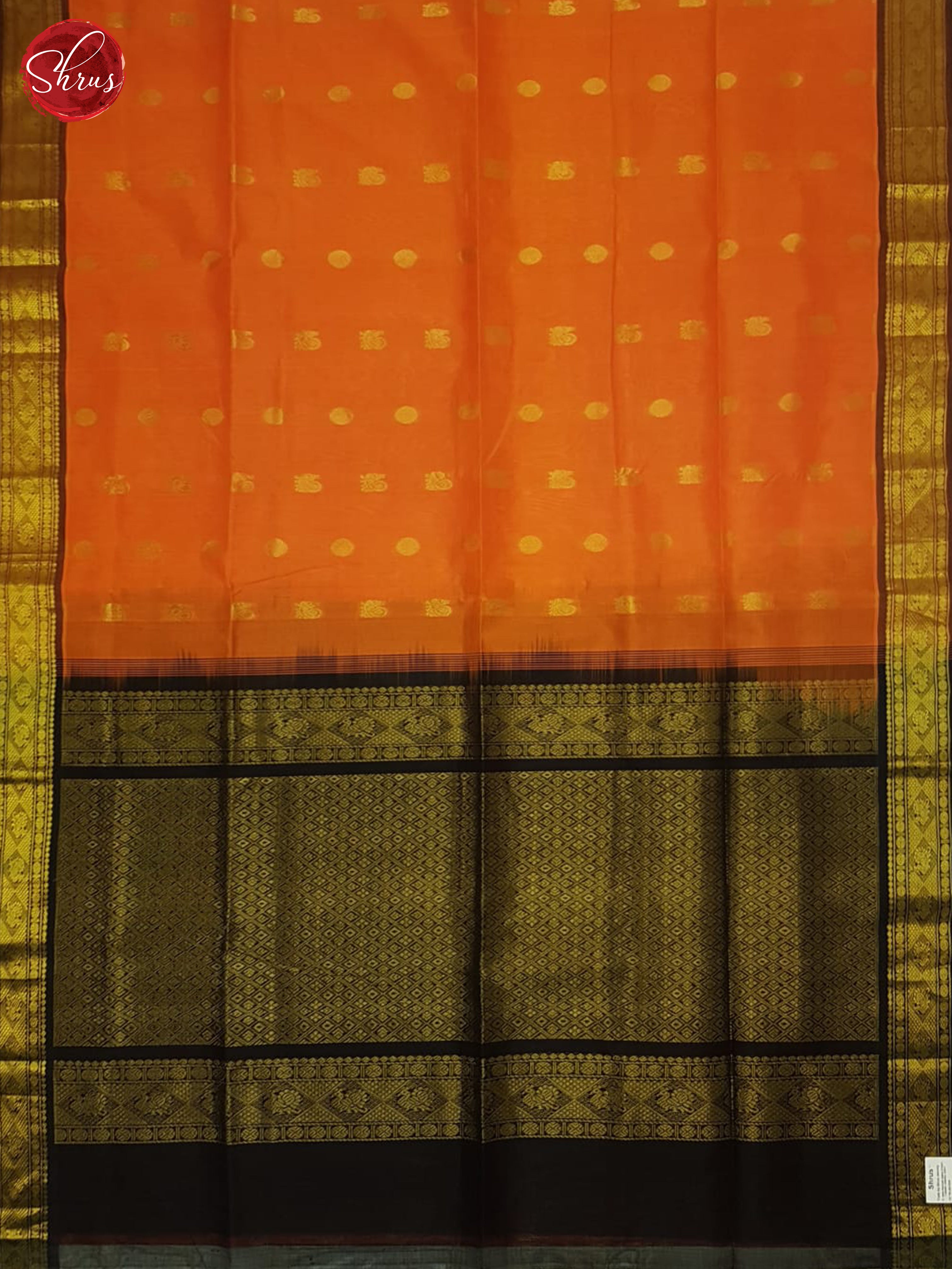 Orange & Black - Silk Cotton Saree - Shop on ShrusEternity.com