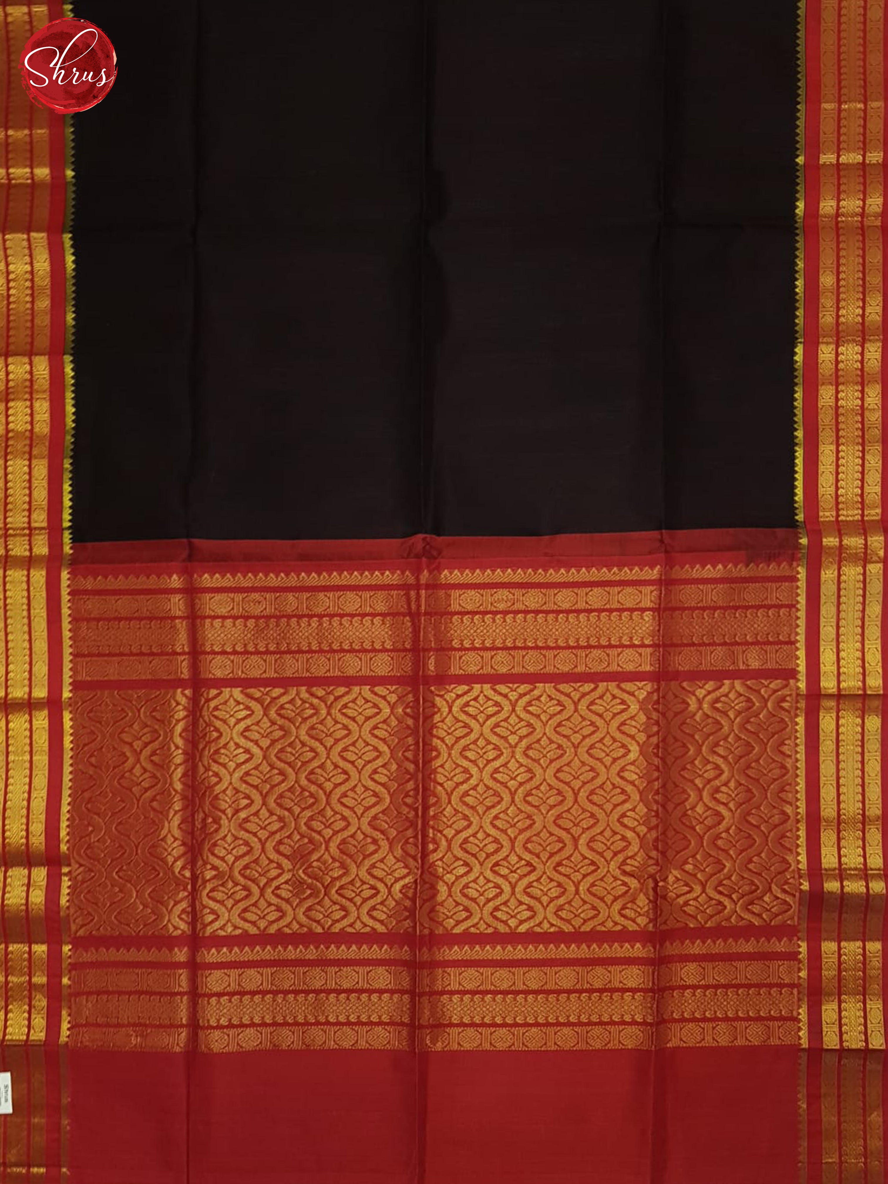 Black & Red- Silk Cotton Saree - Shop on ShrusEternity.com