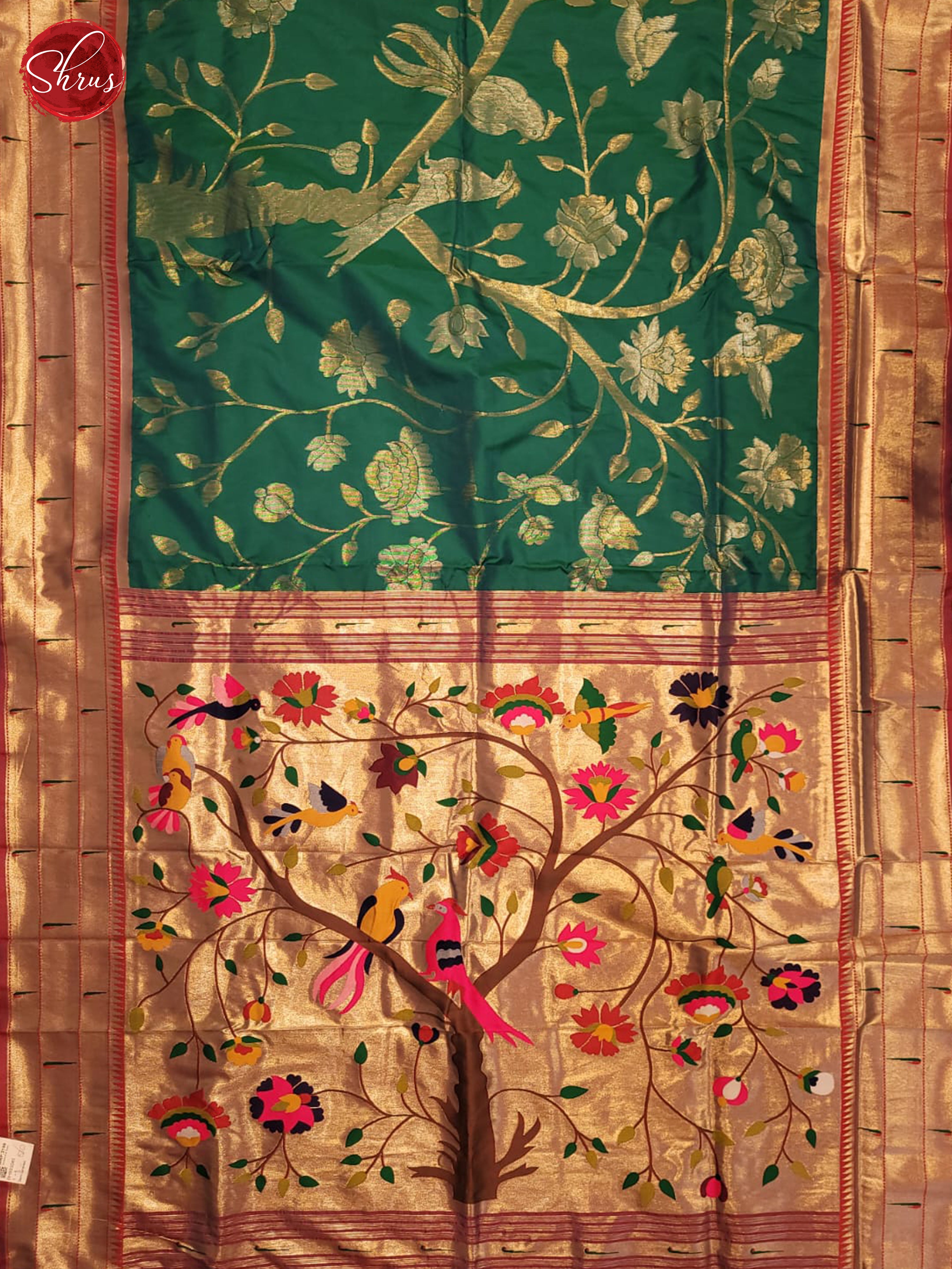 Green & Red -Semi Banarasi Saree - Shop on ShrusEternity.com