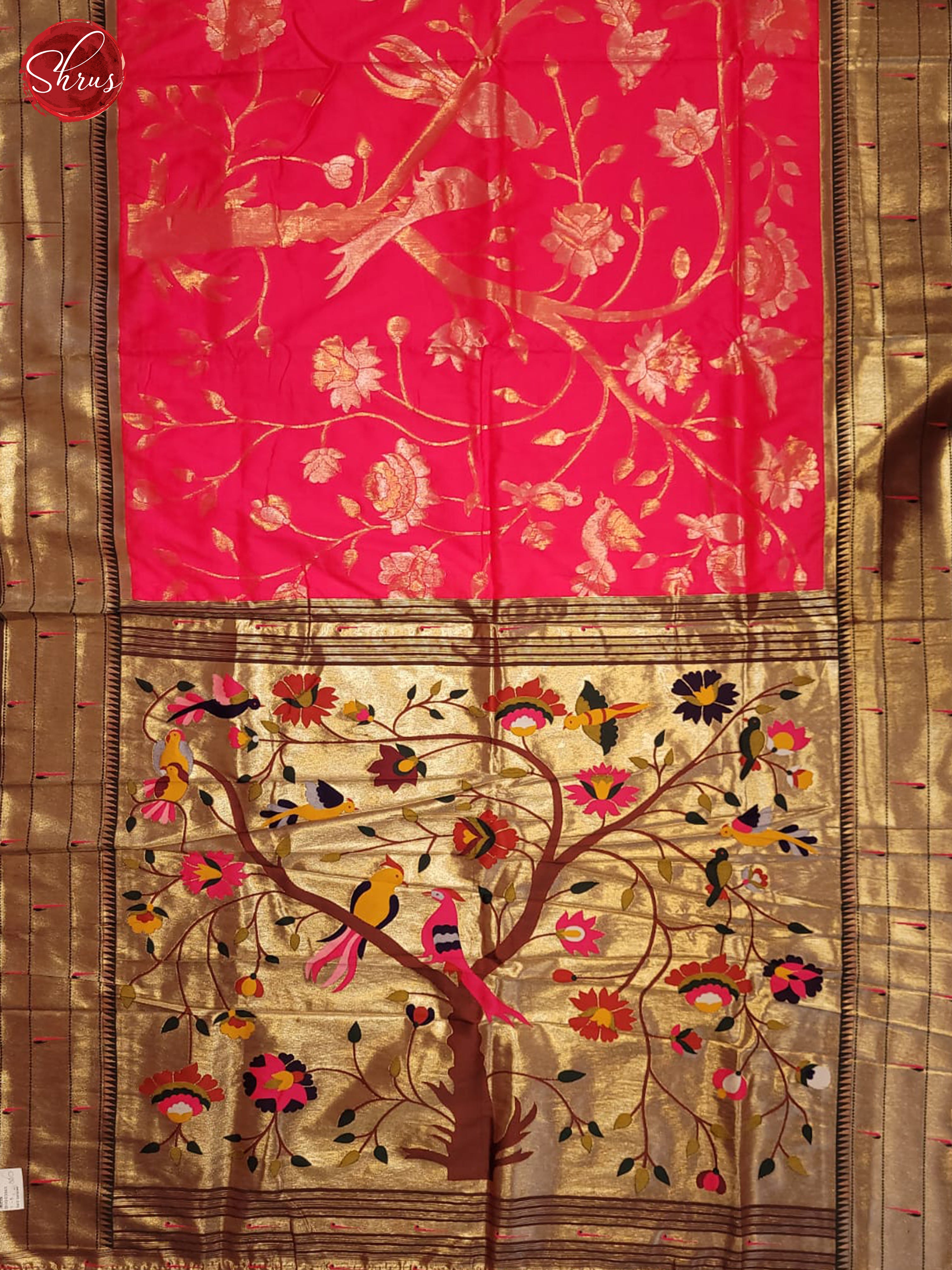 Pink & Brown -Semi Banarasi Saree - Shop on ShrusEternity.com