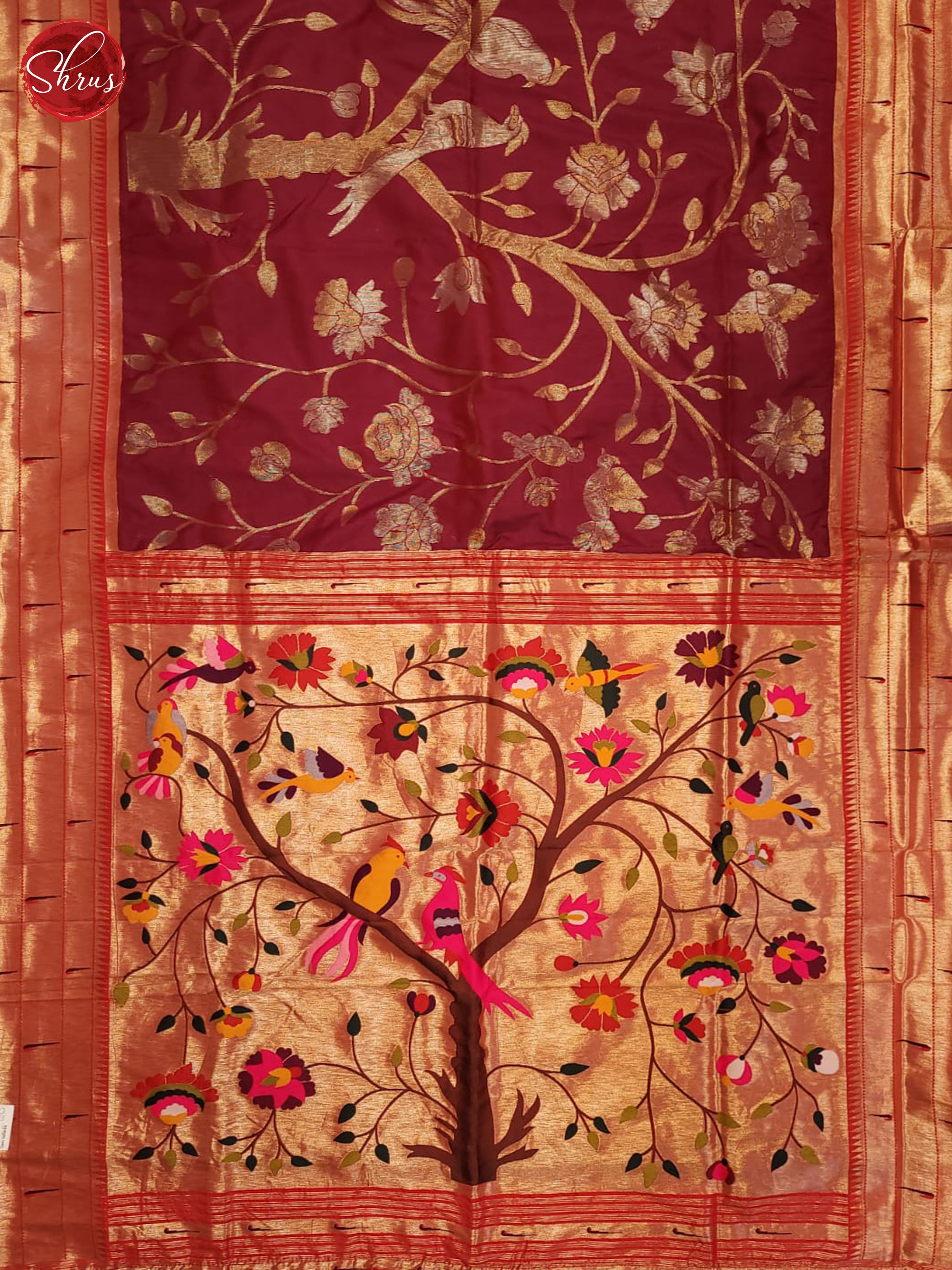 Majenta Pink & Red - Semi Banarasi Saree - Shop on ShrusEternity.com