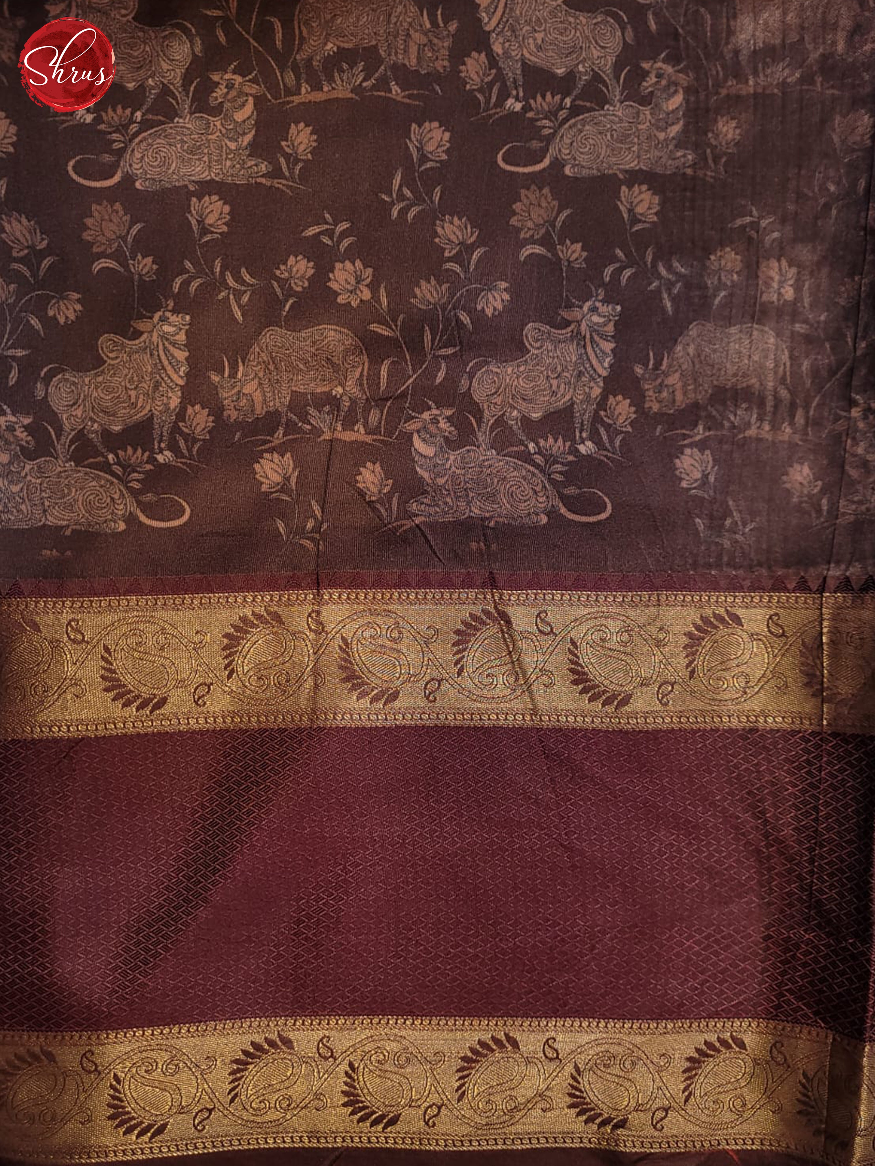 Beige & Brown - Semi dupion Saree - Shop on ShrusEternity.com