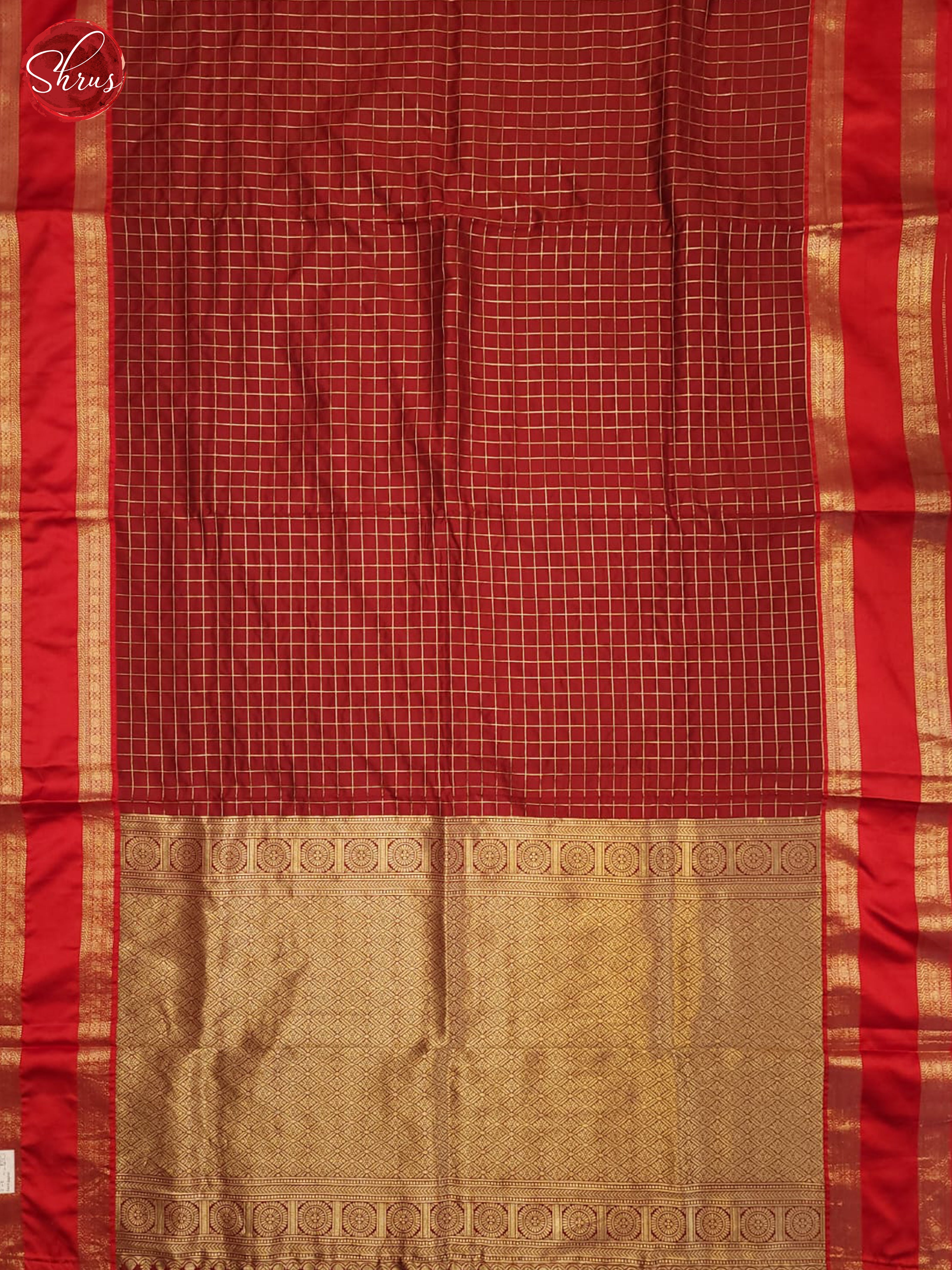 Maroon Red & Red - Semi dupion Saree - Shop on ShrusEternity.com