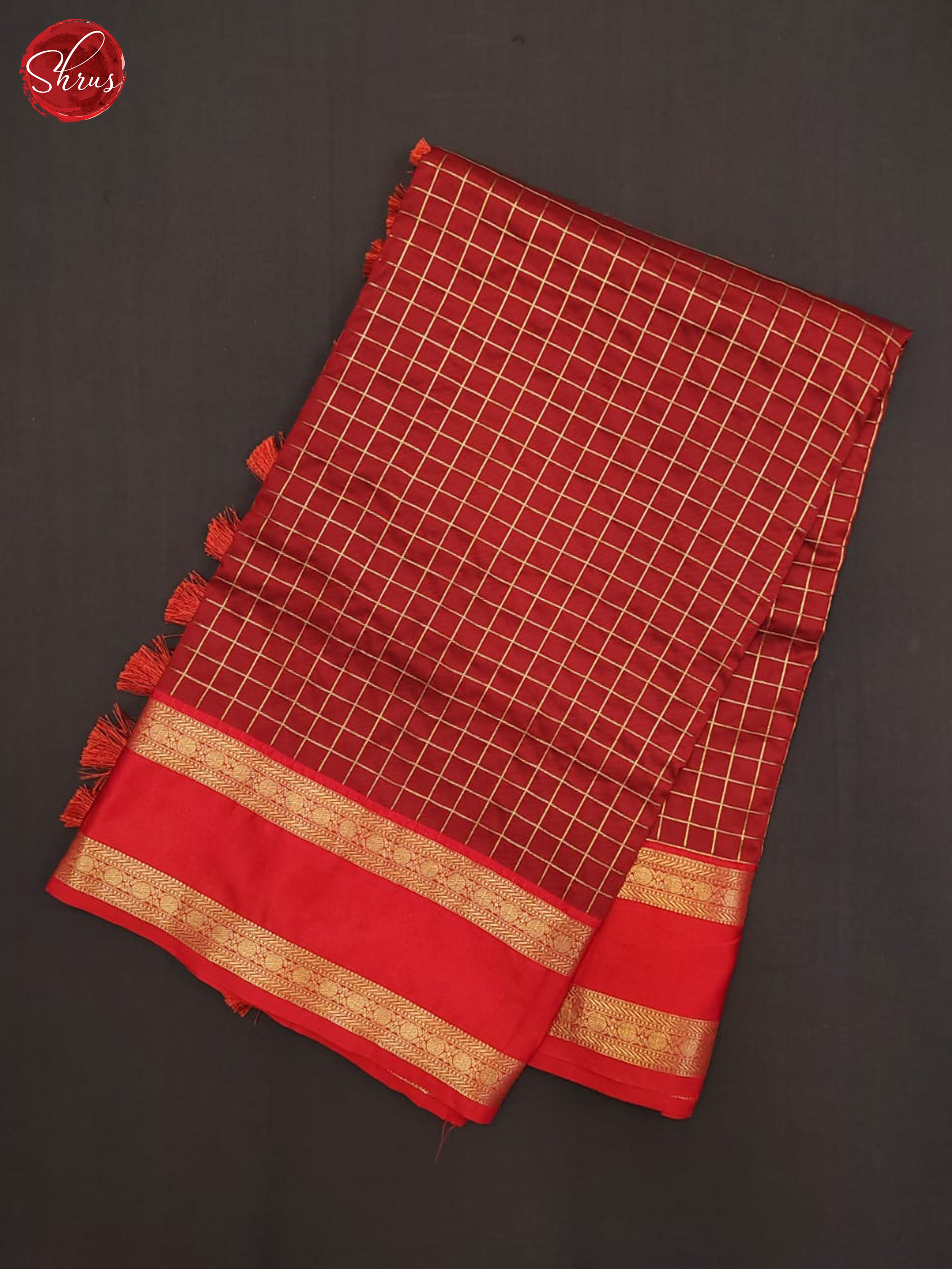 Maroon Red & Red - Semi dupion Saree - Shop on ShrusEternity.com