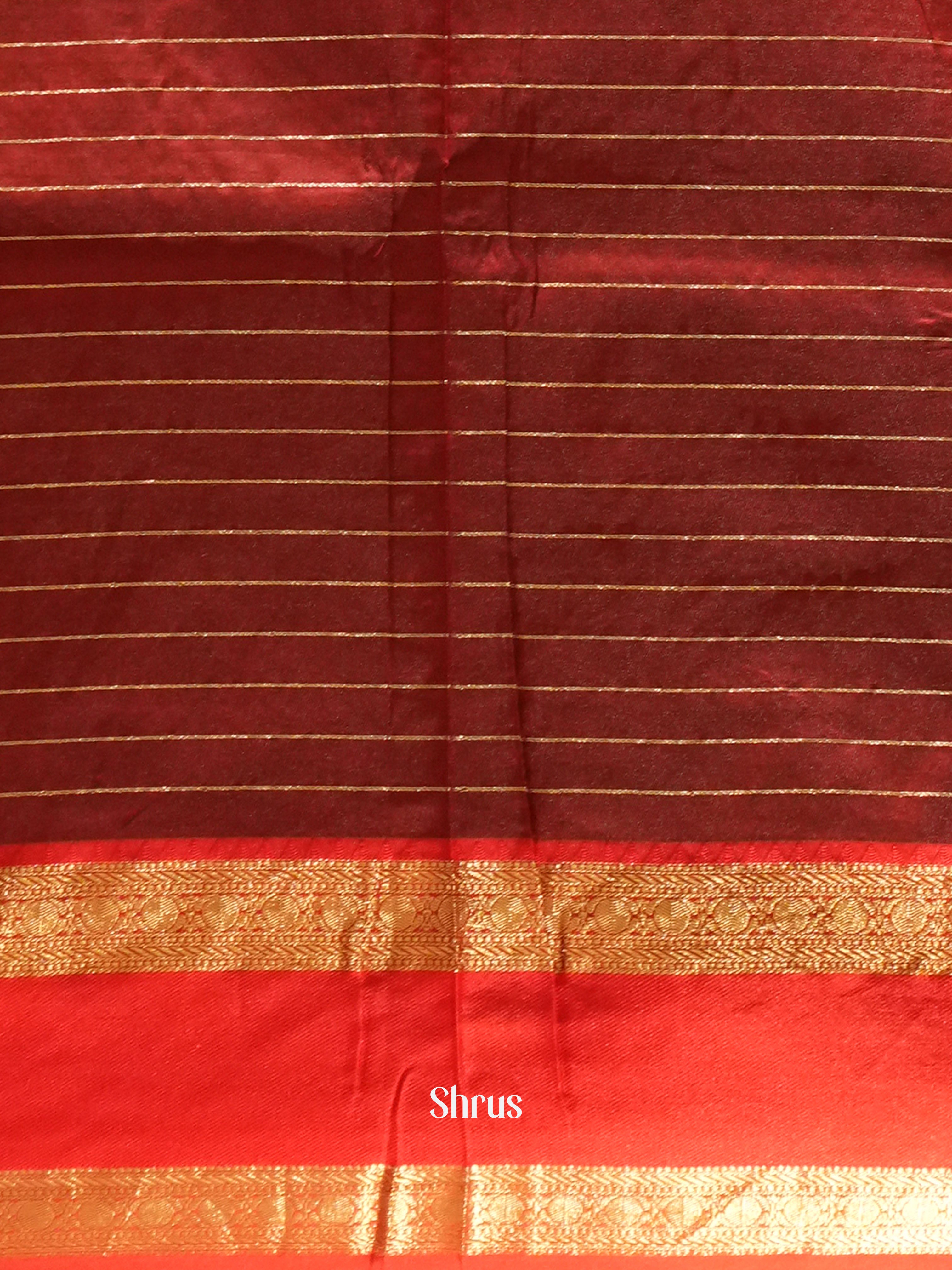 Maroon Red & Red - Semi dupion Saree - Shop on ShrusEternity.com