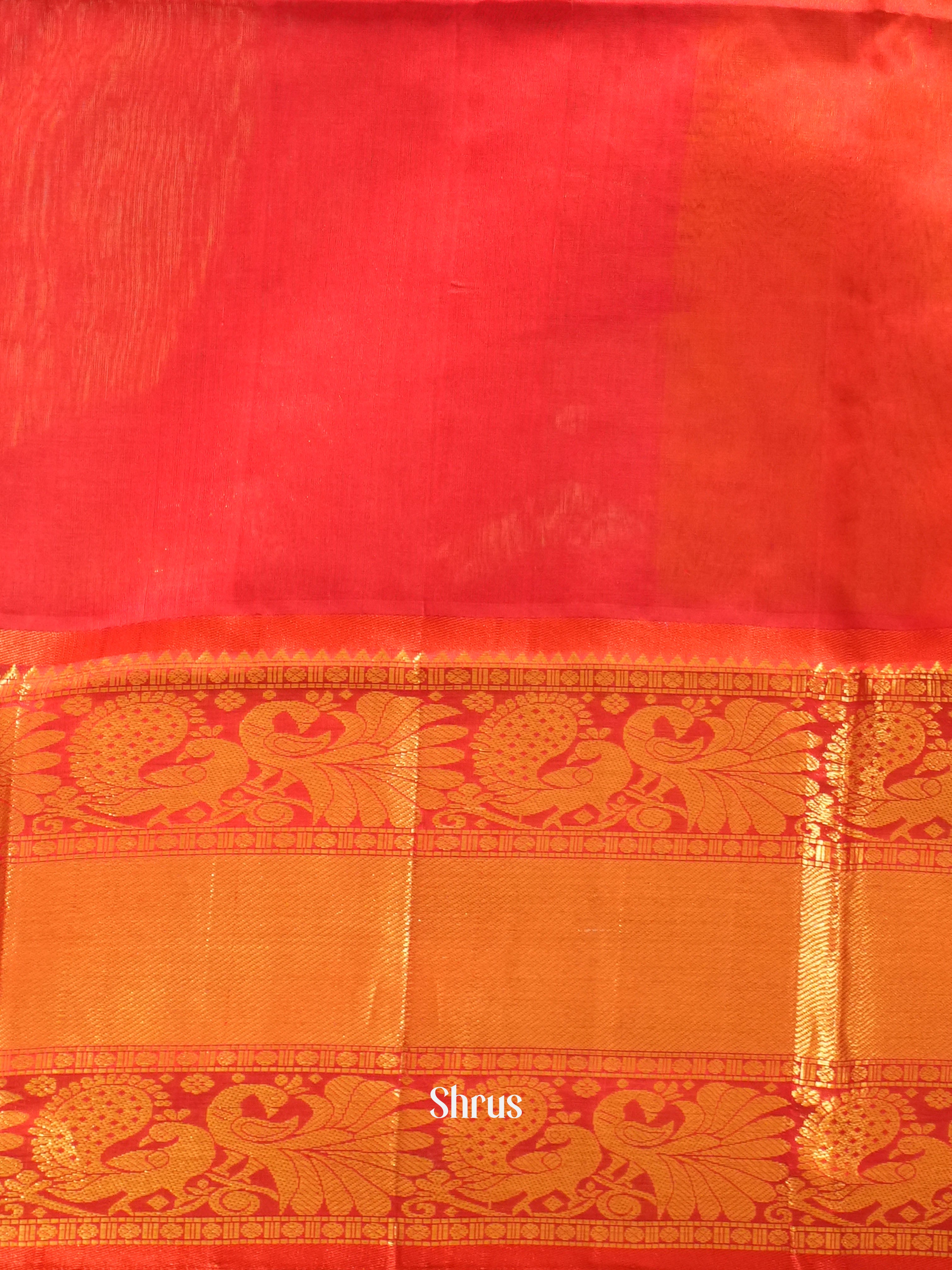 Green and Red-Silk cotton Saree - Shop on ShrusEternity.com