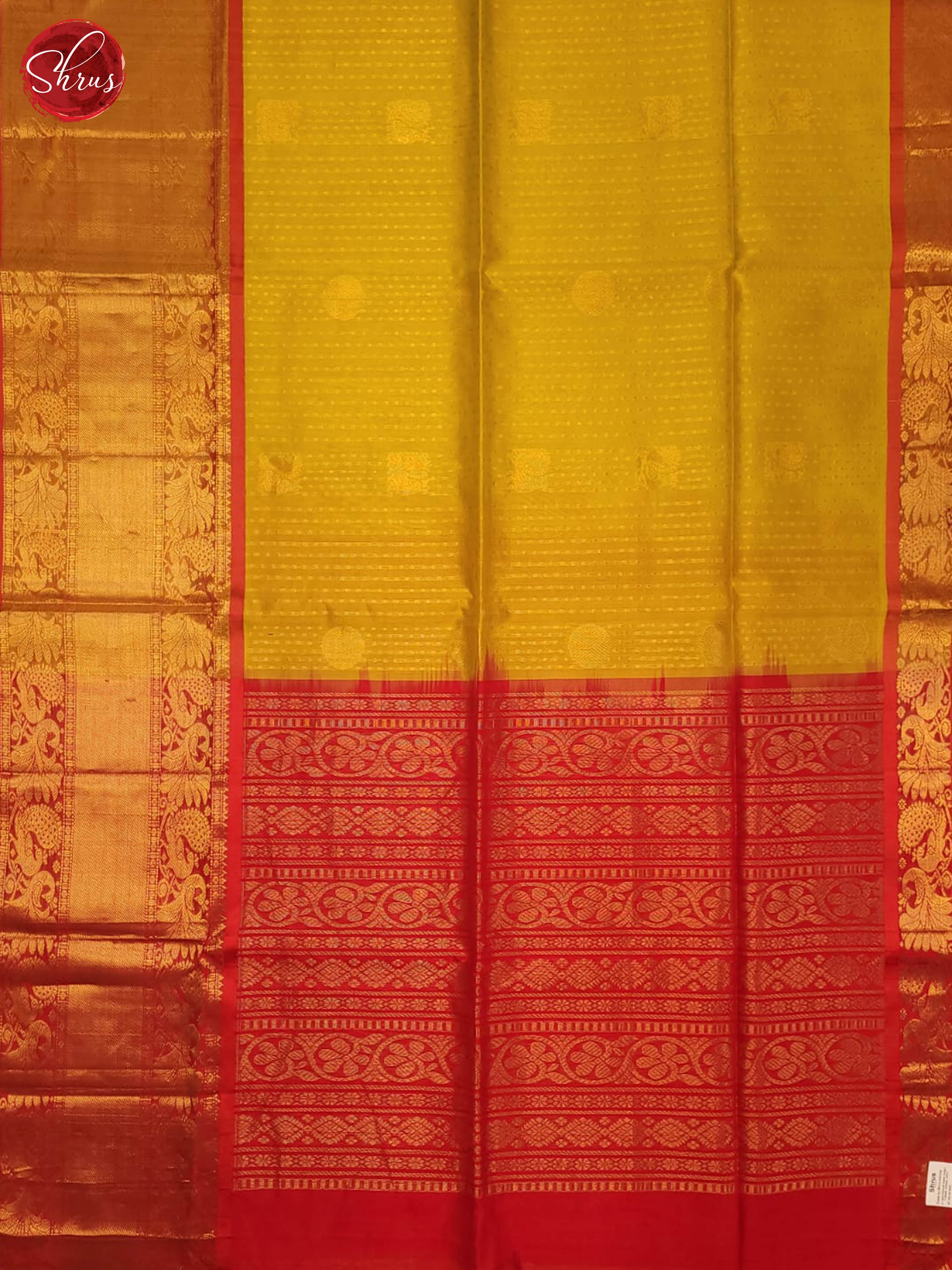 Green and Red-Silk cotton Saree - Shop on ShrusEternity.com